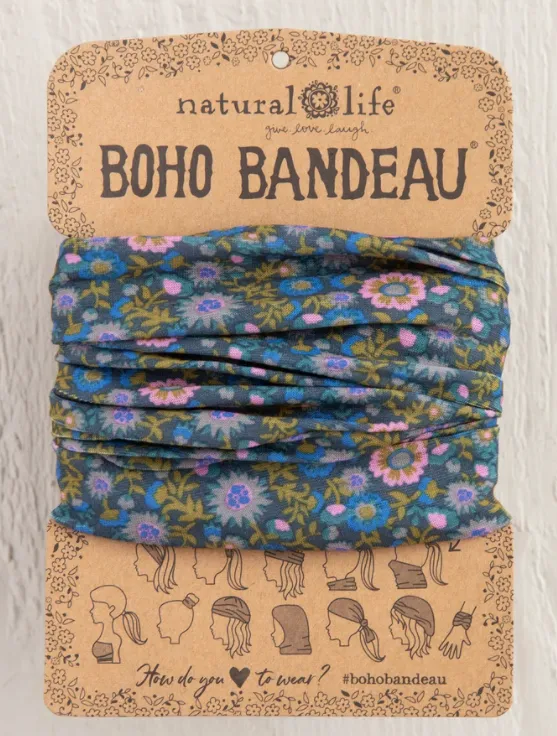 Boho Bandeau - Indigo Floral Vines