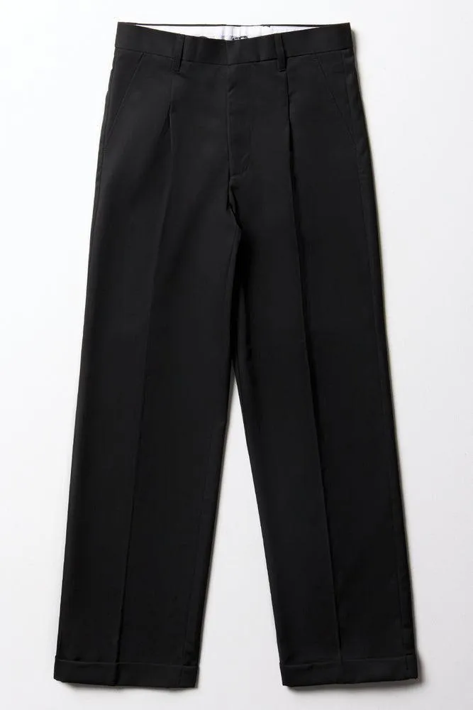 Boys Turn Up Trousers Black Toughees