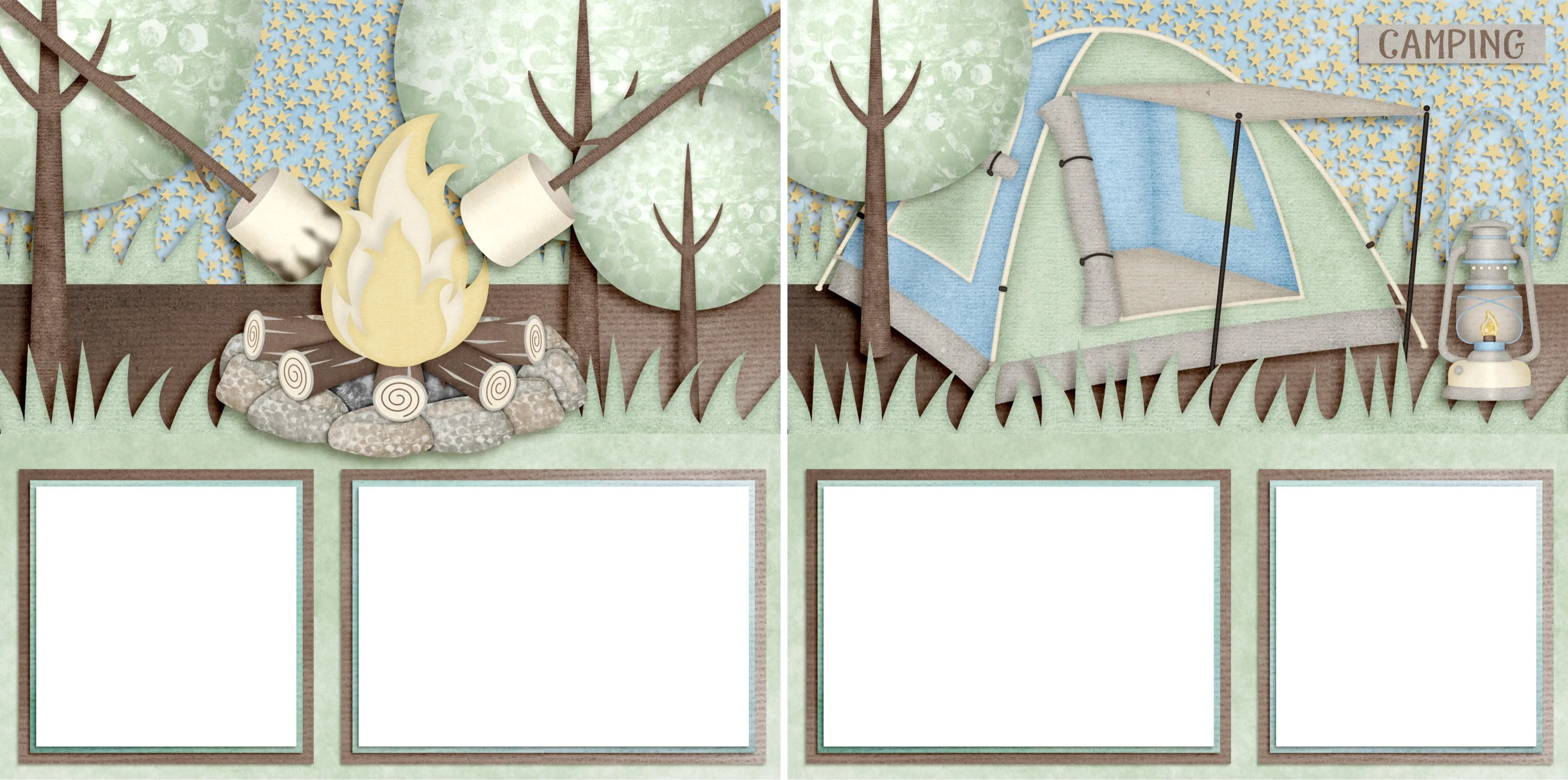 Camping - Digital Scrapbook Pages - INSTANT DOWNLOAD - 2019