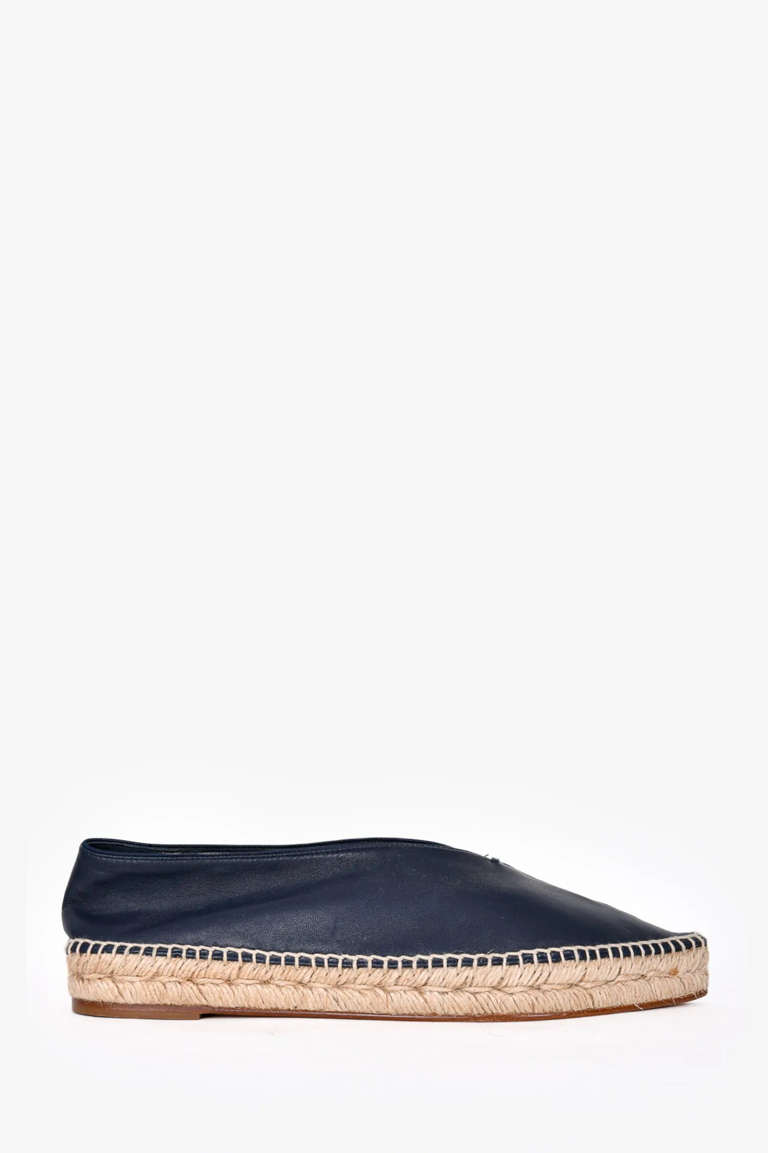 Celine Navy Leather Pointed Toe Espadrilles Size 38