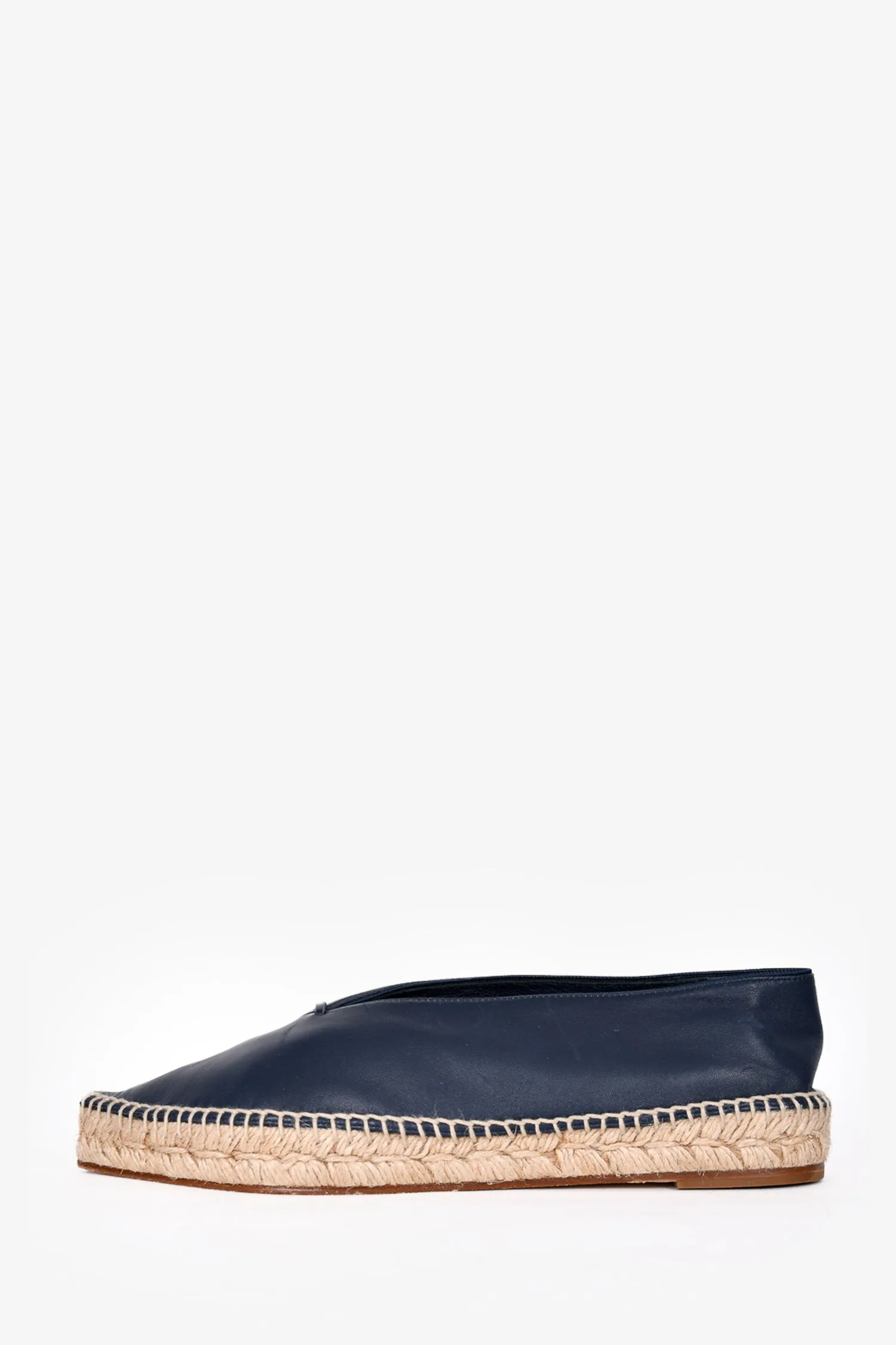 Celine Navy Leather Pointed Toe Espadrilles Size 38