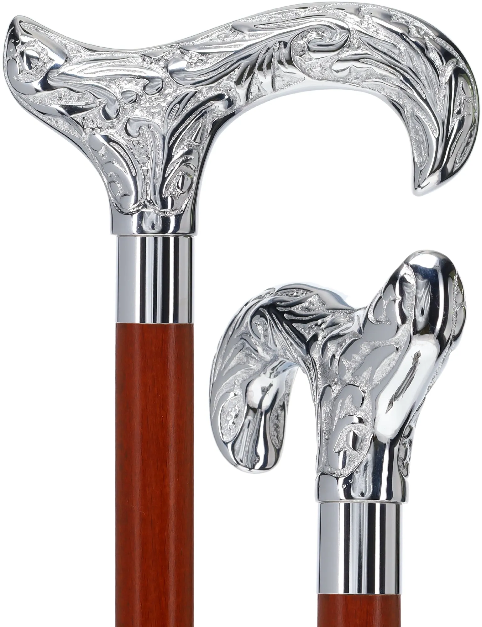 Derby Premium Chrome Brass Cane - Custom Shaft & Collar