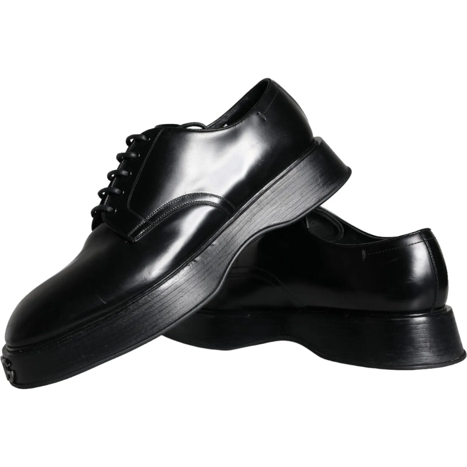 Dolce & Gabbana Black Calf Leather Derby Formal Dress Shoes