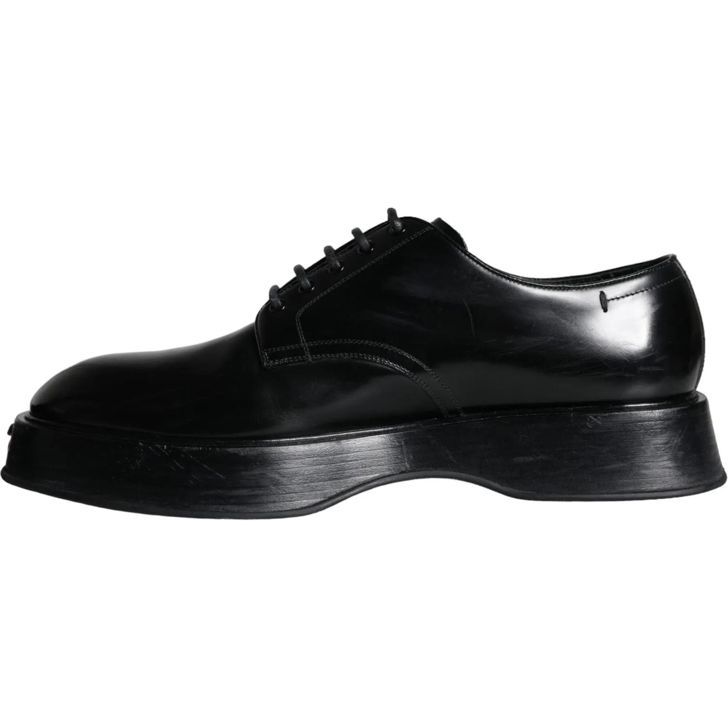 Dolce & Gabbana Black Calf Leather Derby Formal Dress Shoes