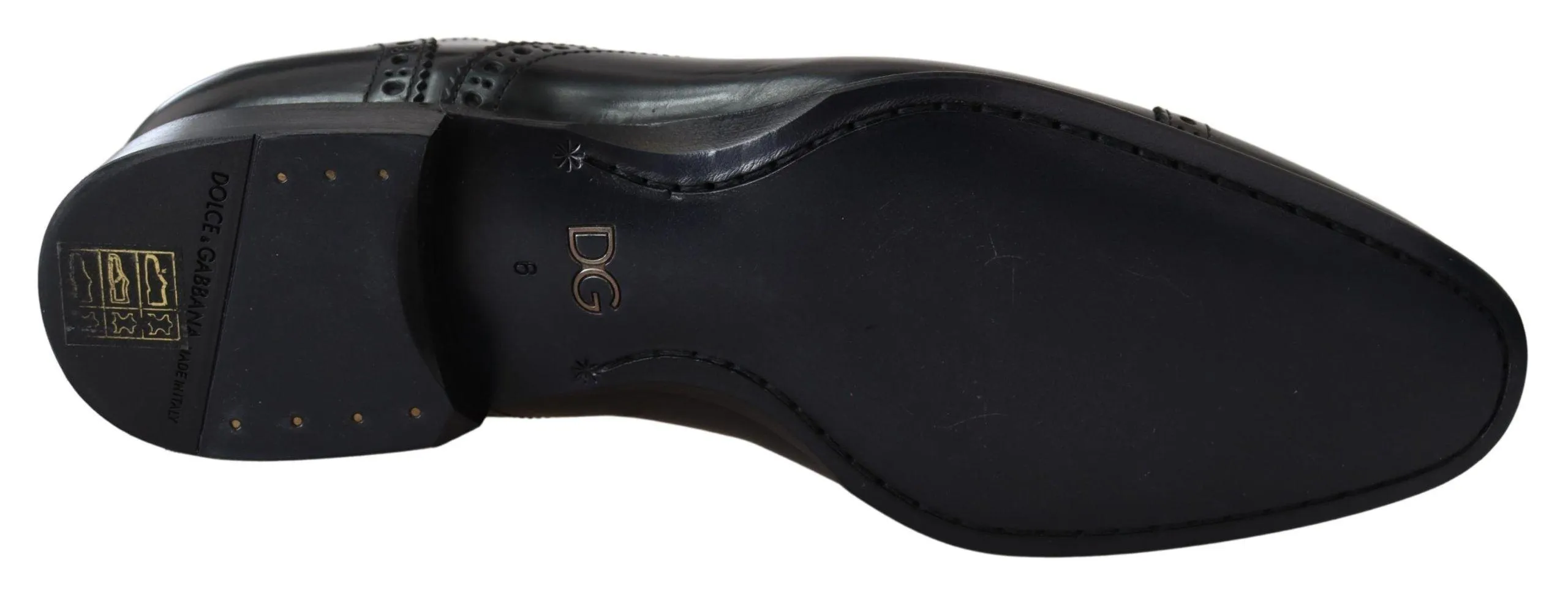 Dolce & Gabbana Black Leather Men Derby Formal Loafers Shoes