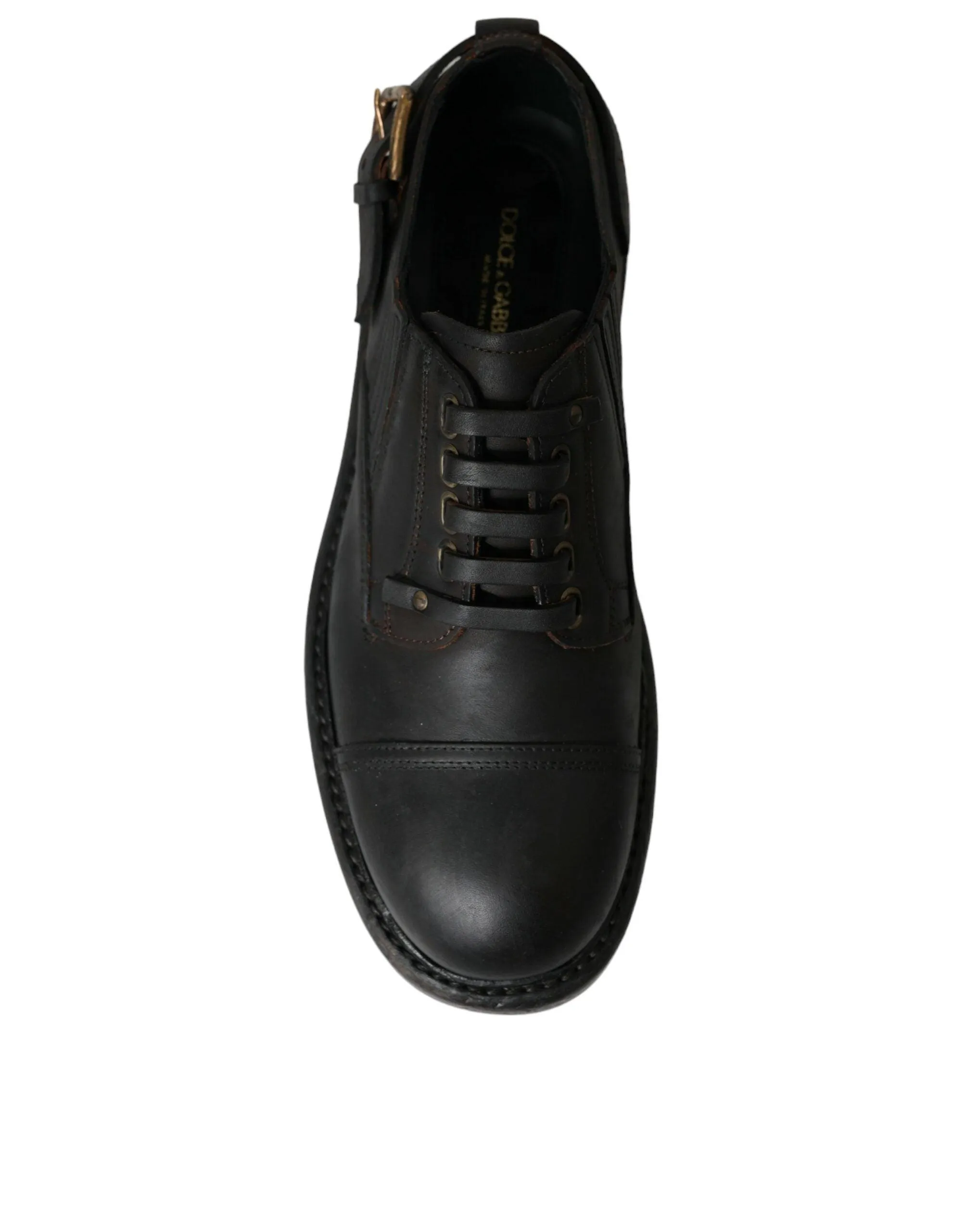 Dolce & Gabbana Brown Leather Lace Up Derby Men Dress Shoes