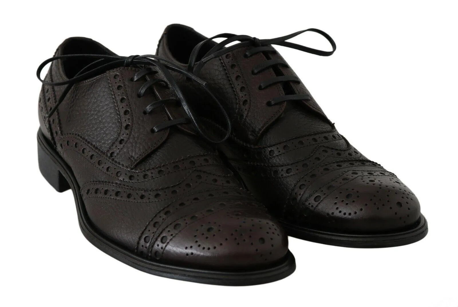 Dolce & Gabbana Brown Leather Wingtip Derby Formal Shoes