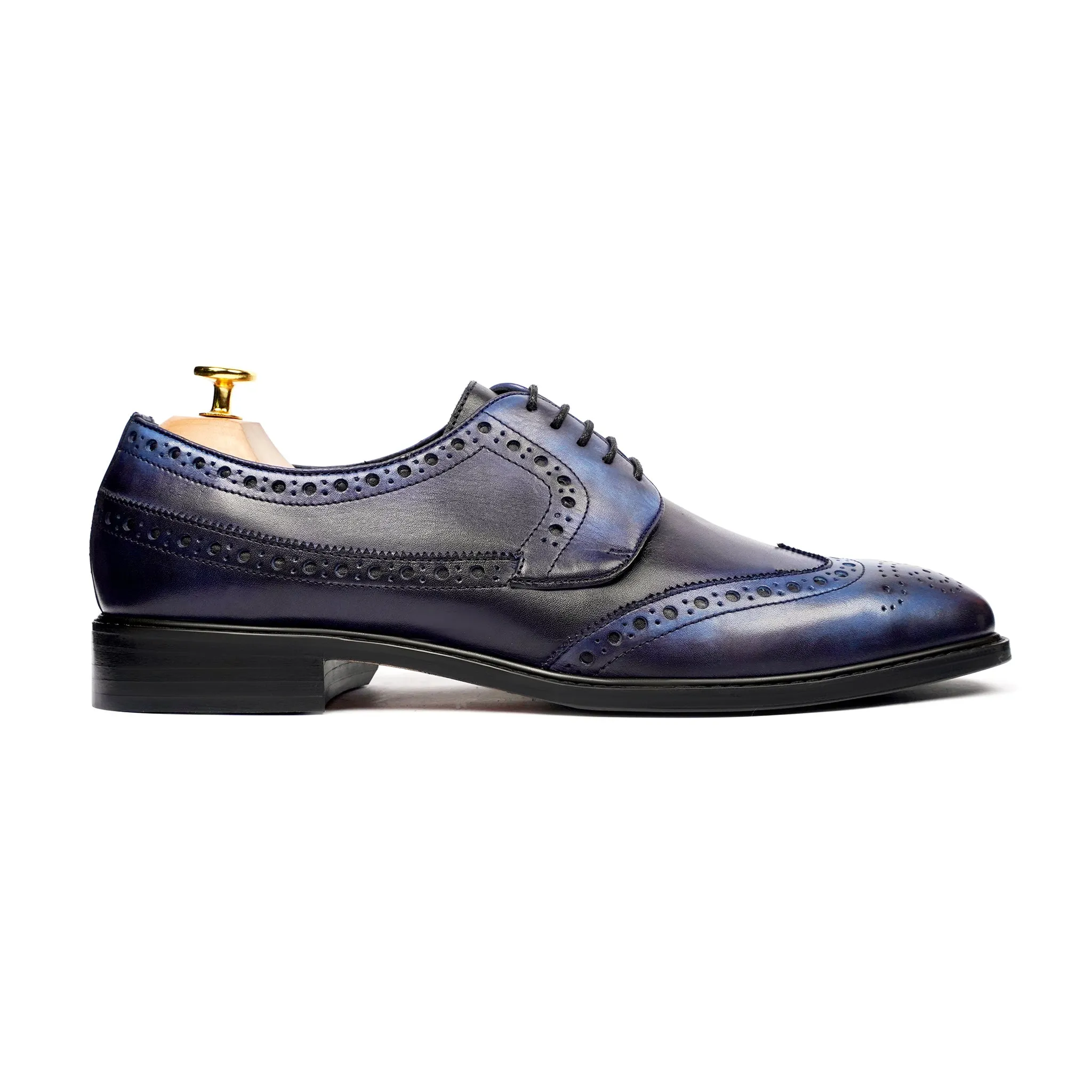 Durham - Men's Dark Blue Calf Leather Derby Shoe