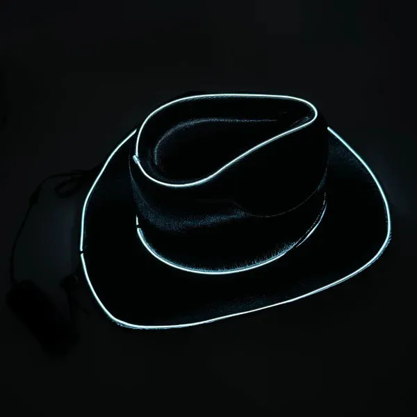 EL WIRE Light Up Black Iridescent Space Cowboy Hat - Pack of 24 Hats