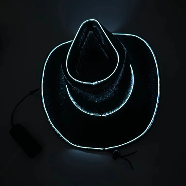 EL WIRE Light Up Black Iridescent Space Cowboy Hat - Pack of 24 Hats