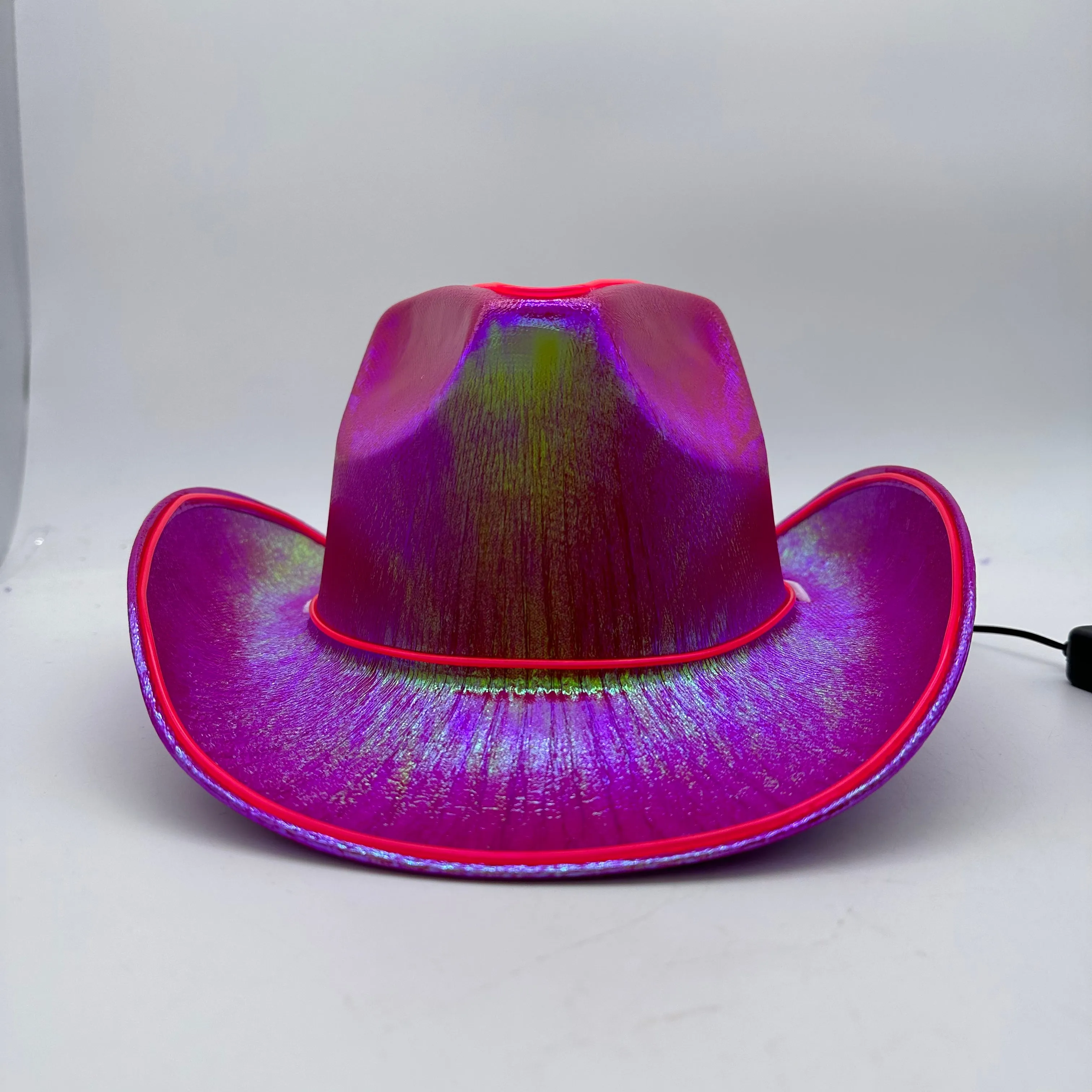 EL WIRE Light Up Iridescent Space Pink Cowboy Hat