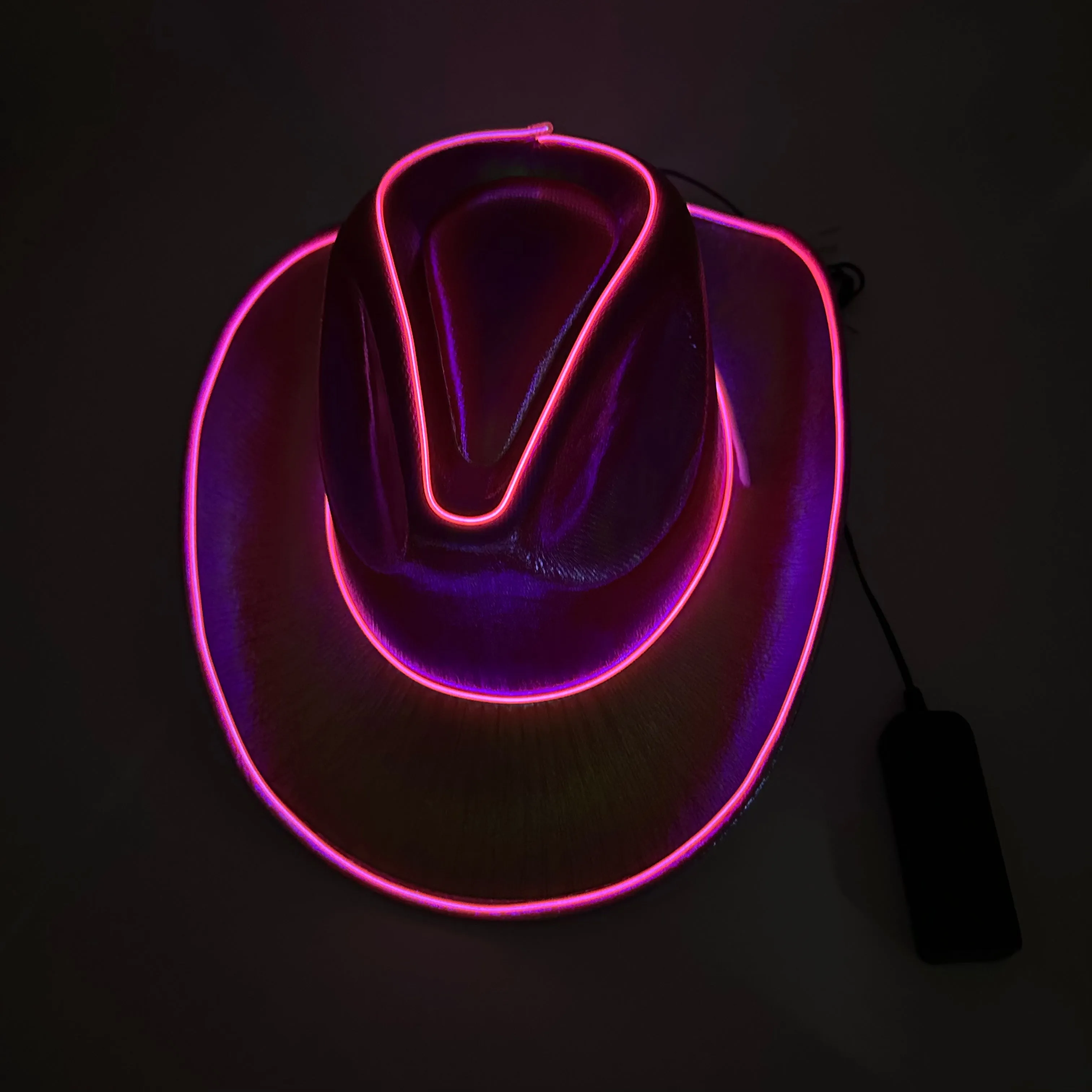 EL WIRE Light Up Iridescent Space Pink Cowboy Hat