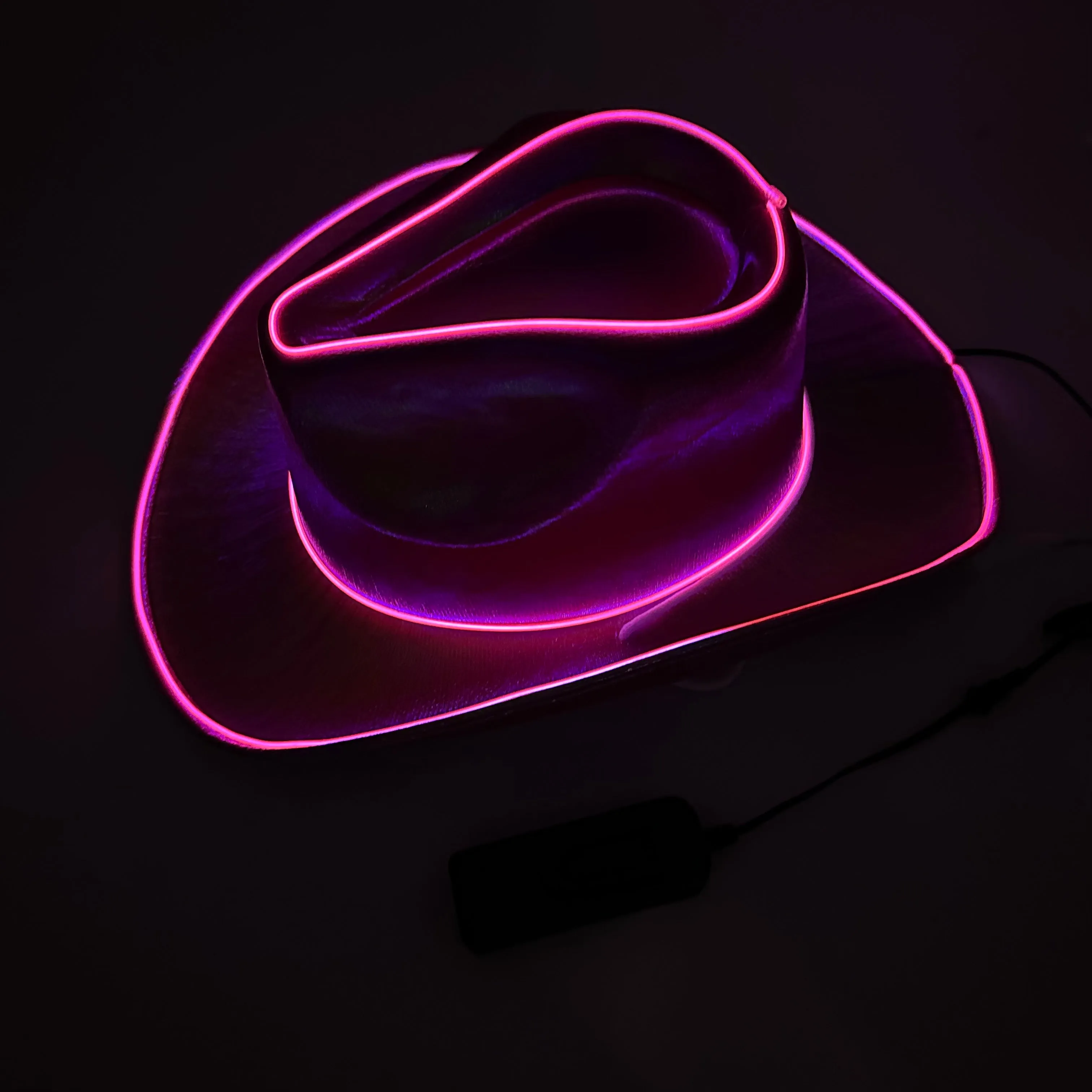 EL WIRE Light Up Iridescent Space Pink Cowboy Hat