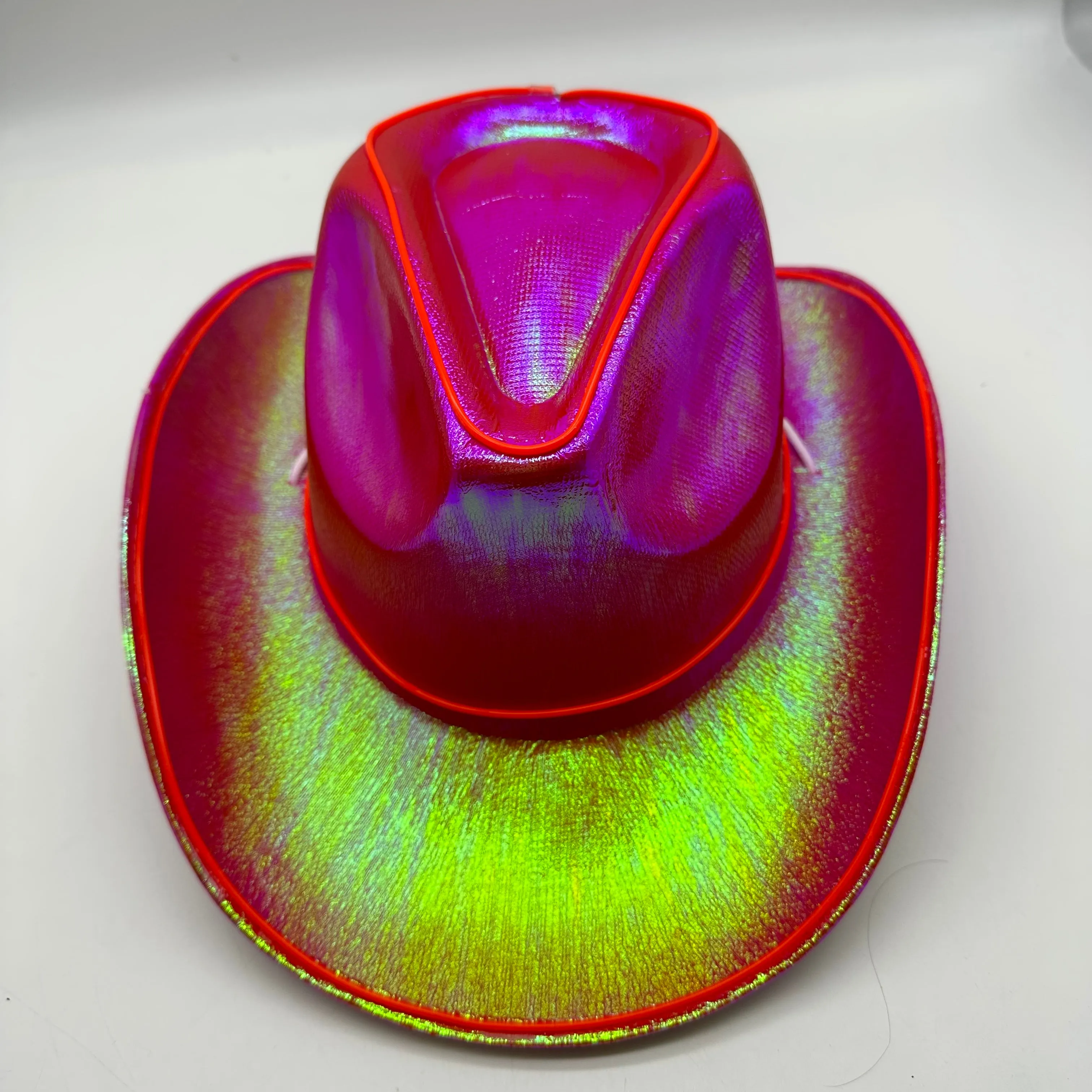 EL WIRE Light Up Iridescent Space Red Cowboy Hat