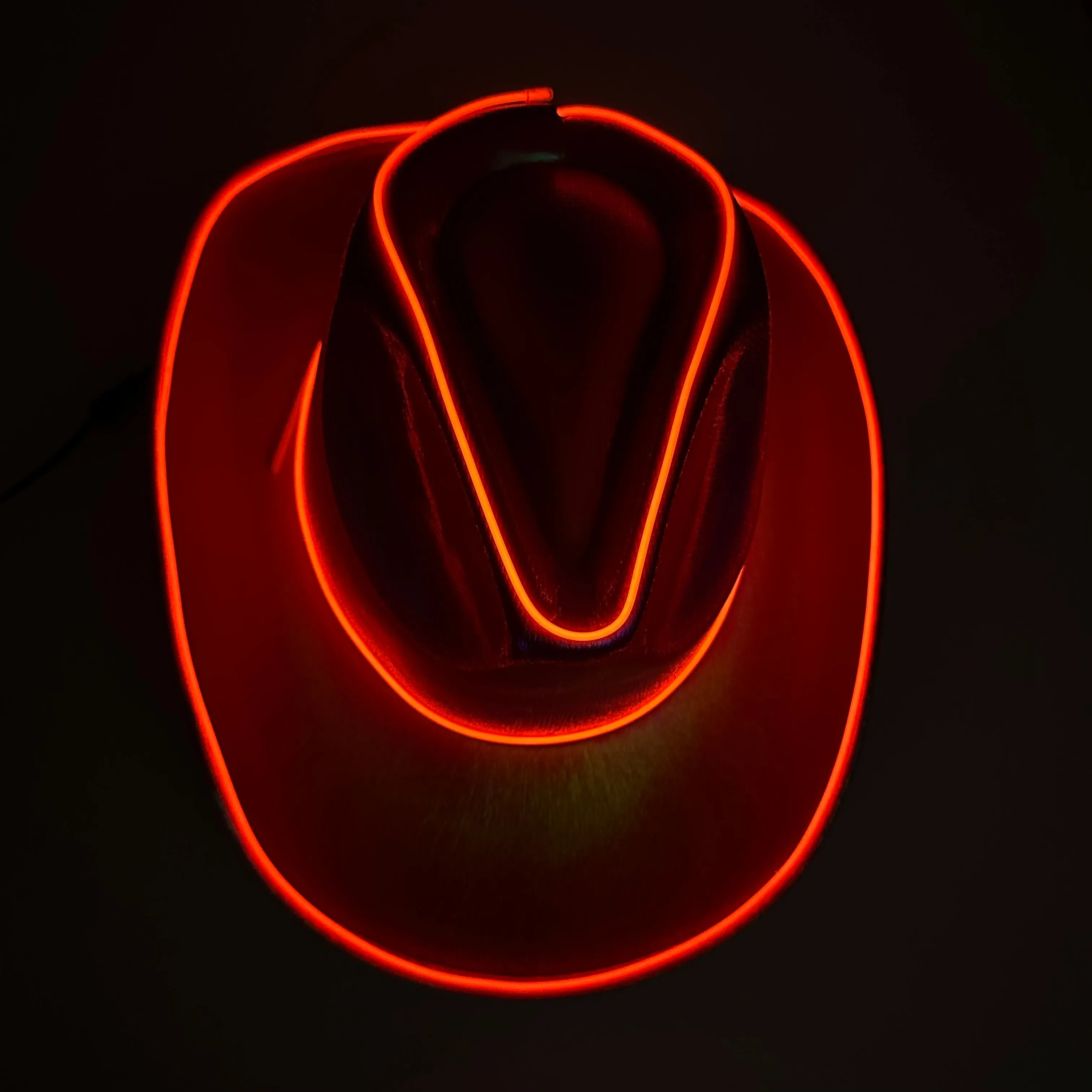 EL WIRE Light Up Iridescent Space Red Cowboy Hat