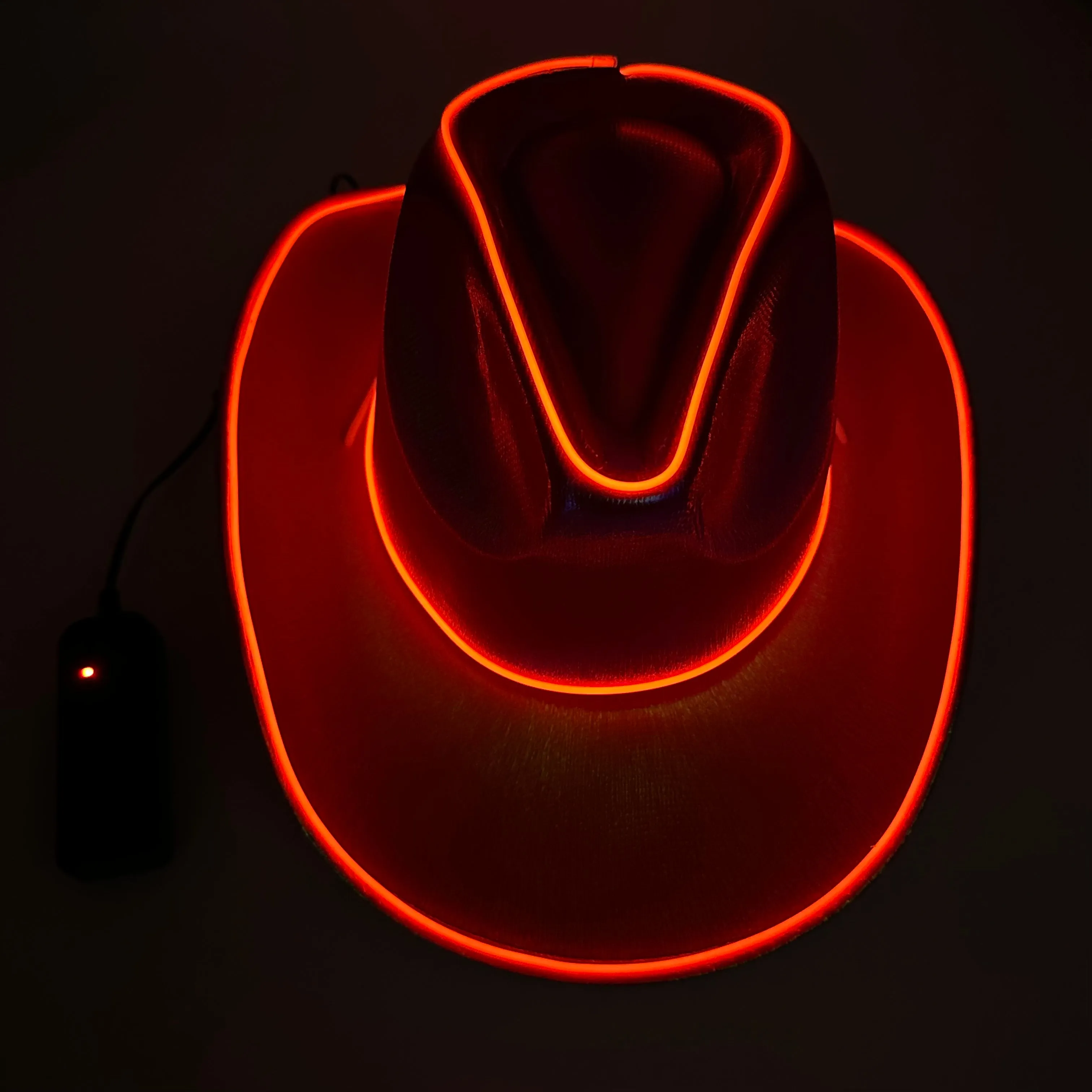 EL WIRE Light Up Iridescent Space Red Cowboy Hat