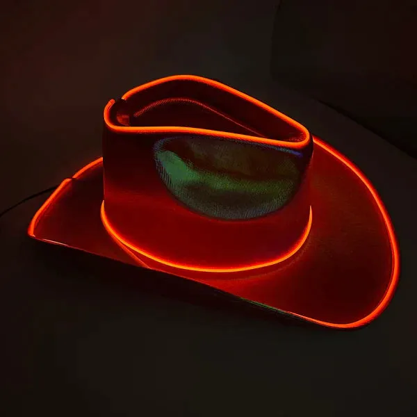 EL WIRE Light Up Red Iridescent Space Cowboy Hat - Pack of 24 Hats