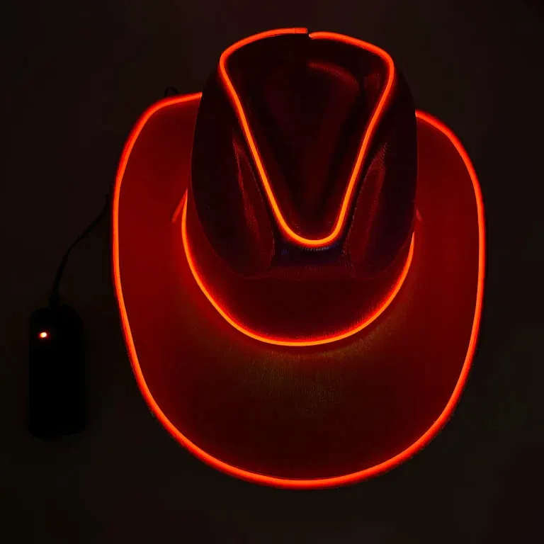 EL WIRE Light Up Red Iridescent Space Cowboy Hat - Pack of 24 Hats