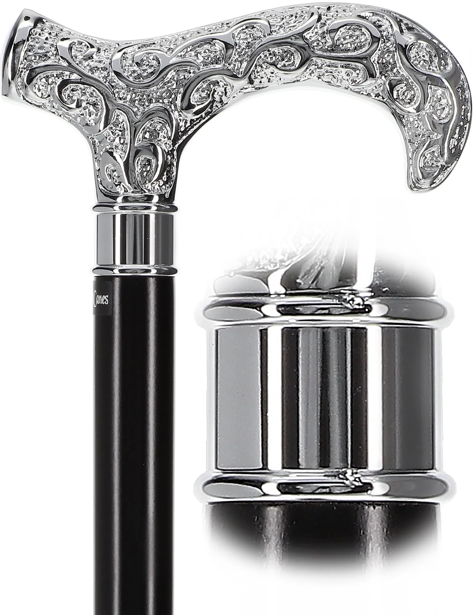 Extra Strong Silver Scroll Derby Cane: Beechwood, Silver