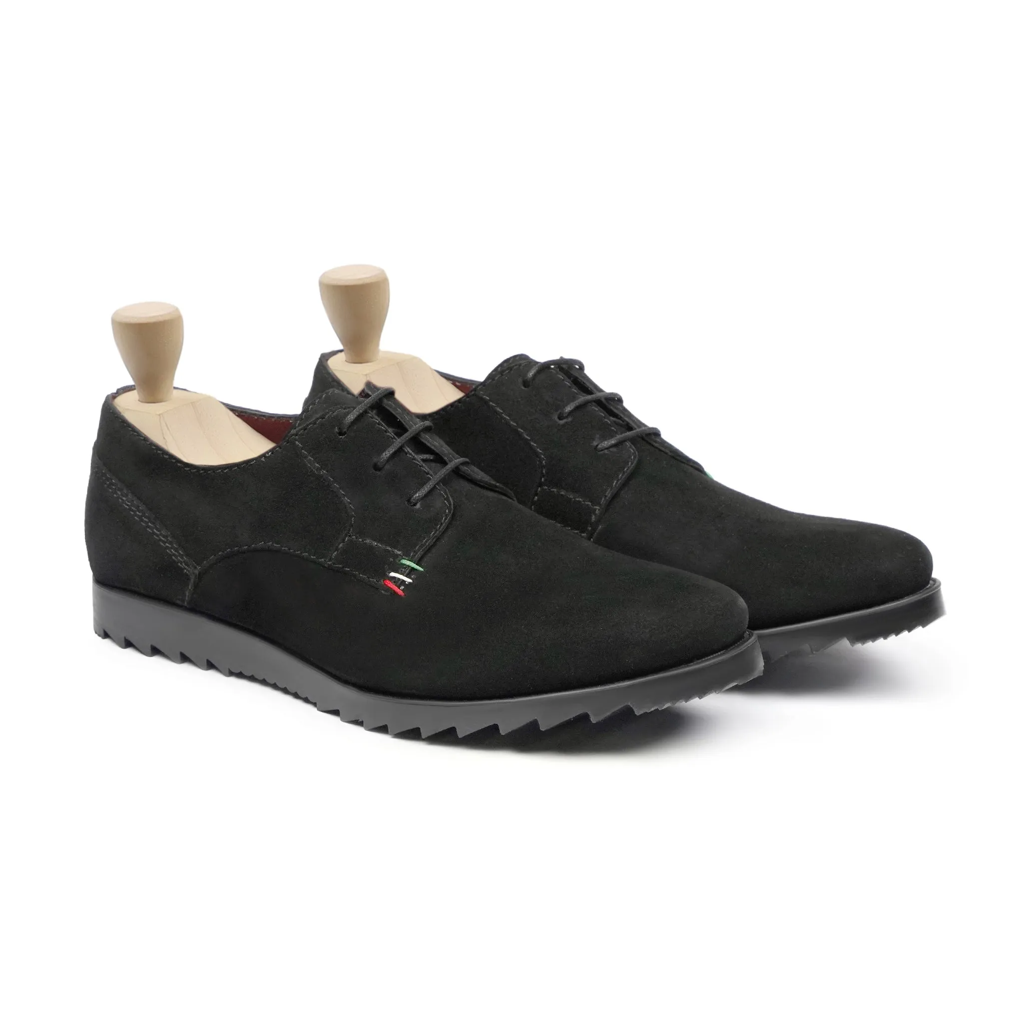 George - Men's Black Kid Suede Derby Shoe