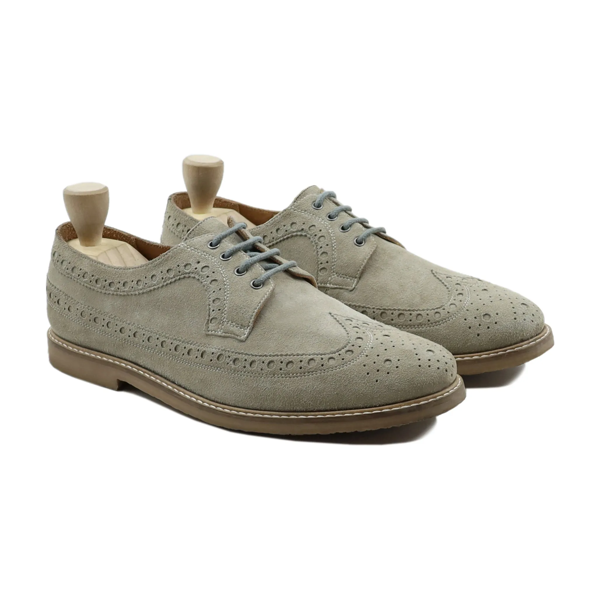 Hemat - Men's Steel Grey Kid Suede Derby Shoe