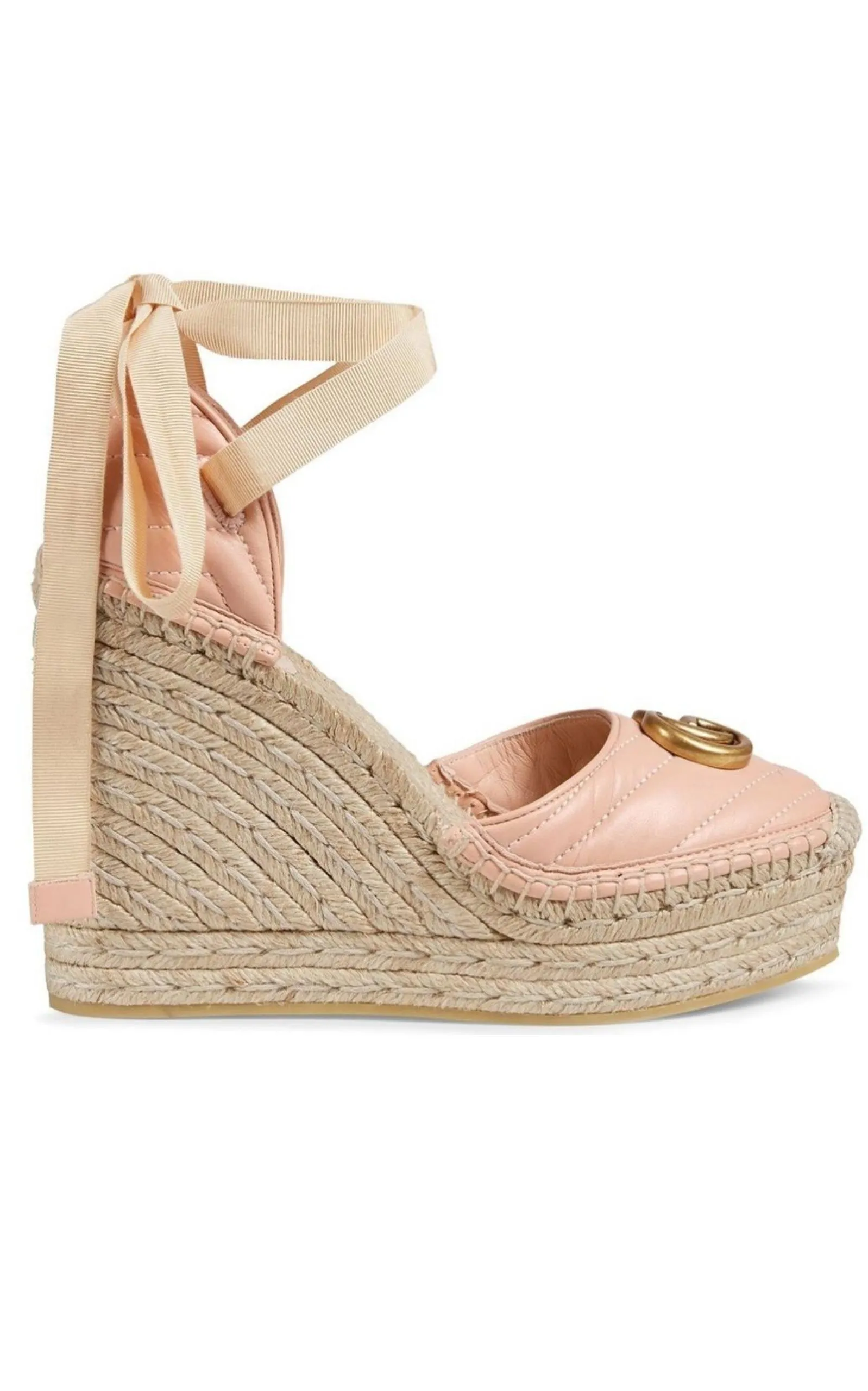 Leather Matelassé Platform Espadrilles