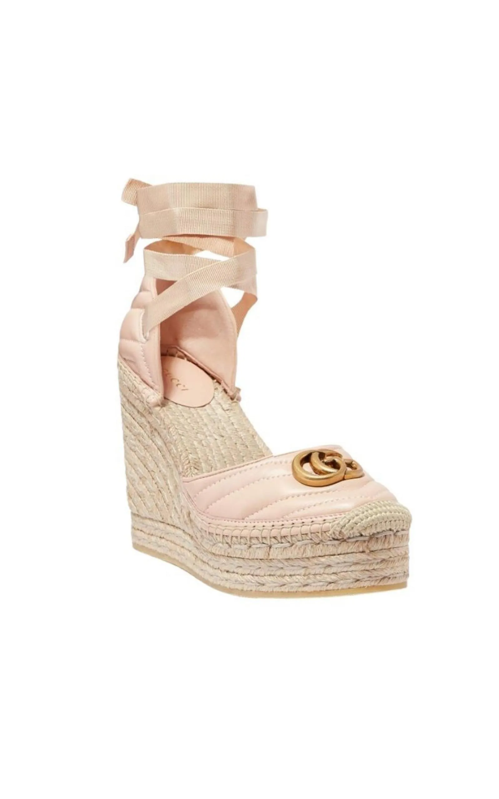 Leather Matelassé Platform Espadrilles