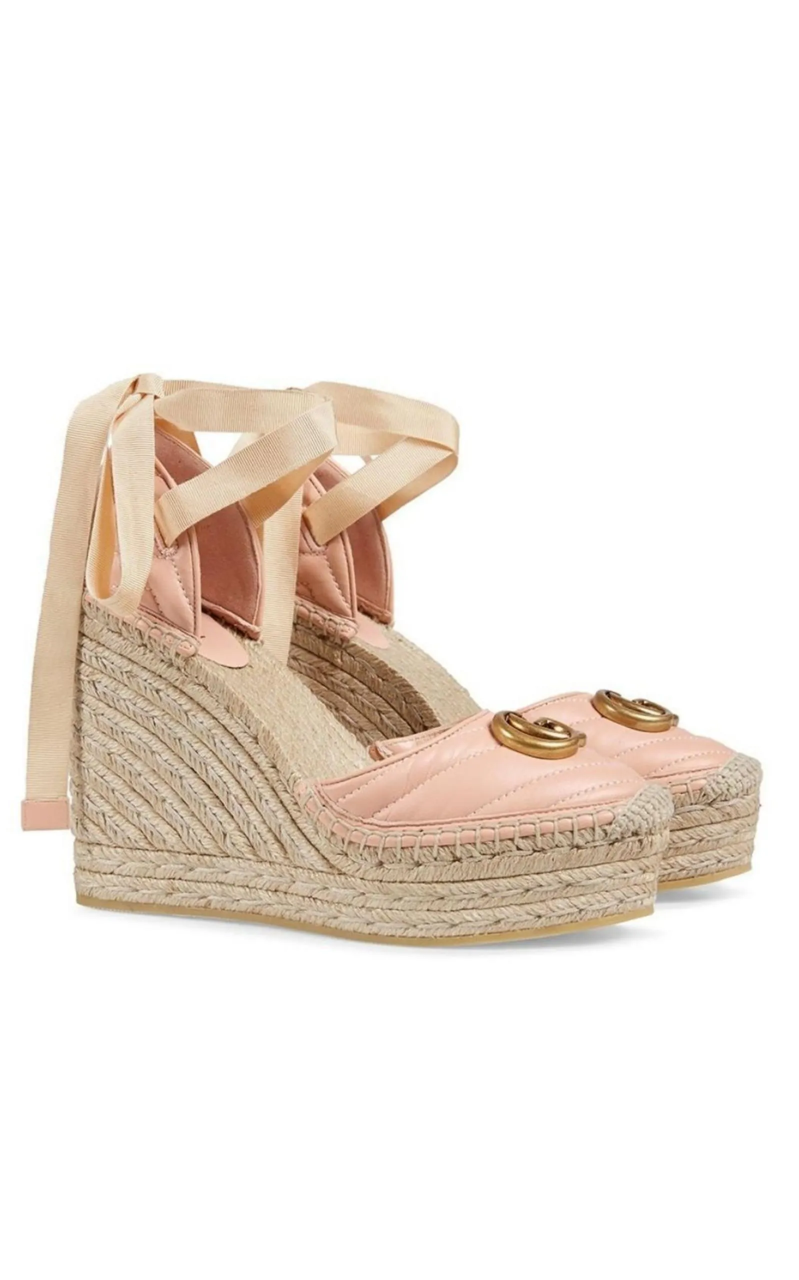 Leather Matelassé Platform Espadrilles