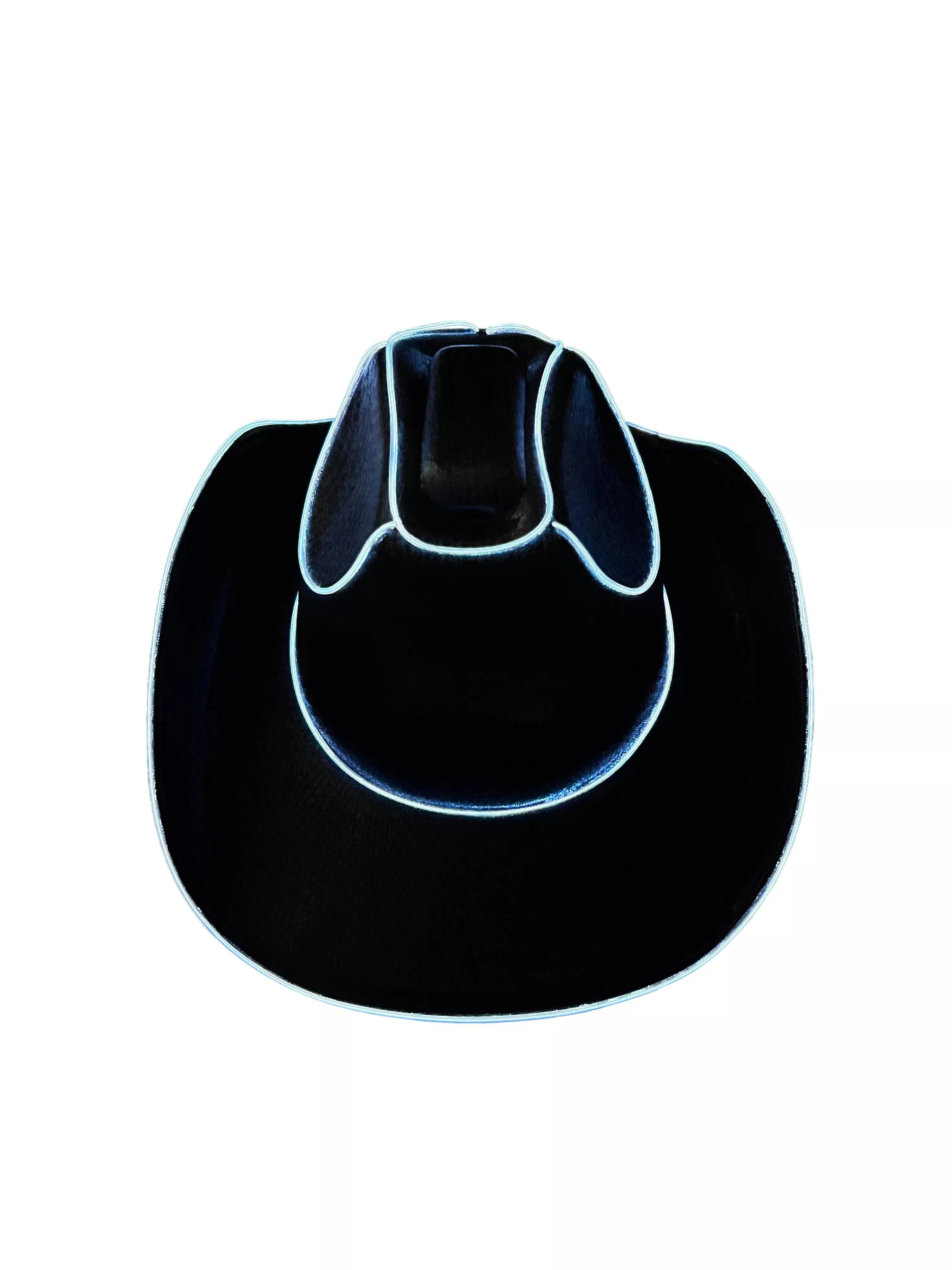 Light Up EL Wire Glow Plain Black Cowboy Hat