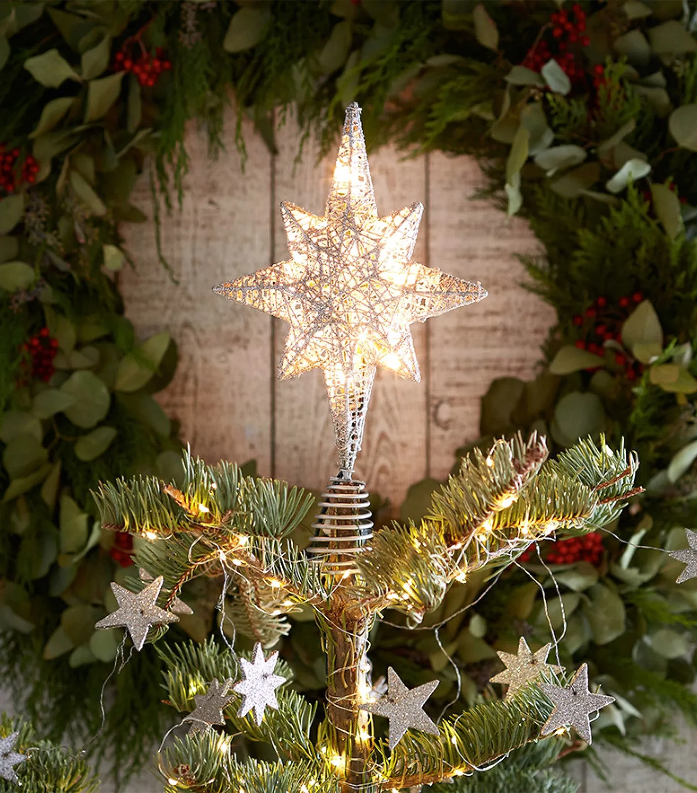 Light Up Silver Star Tree Topper