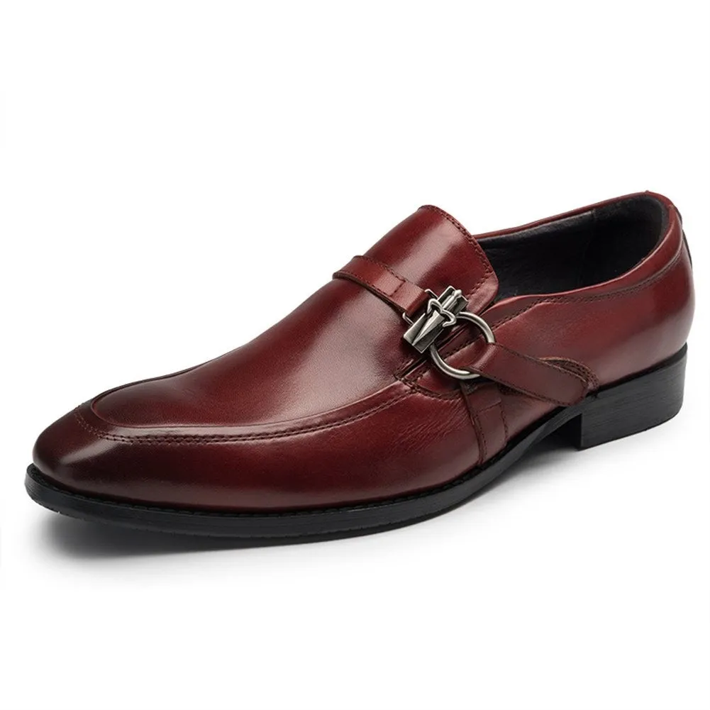 Men Burnished Toe Monk Strap Formal Shoes