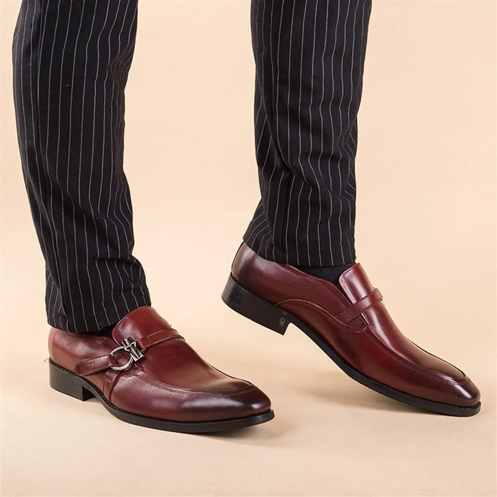 Men Burnished Toe Monk Strap Formal Shoes