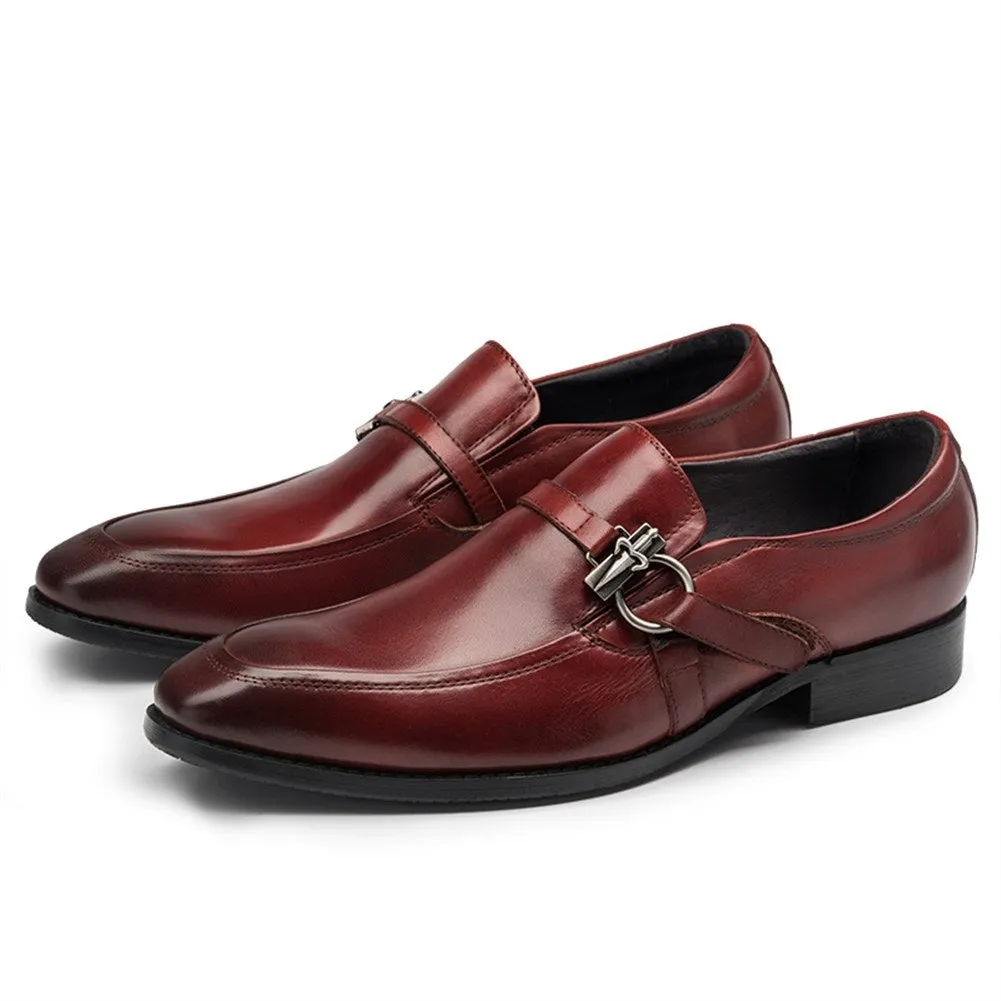 Men Burnished Toe Monk Strap Formal Shoes