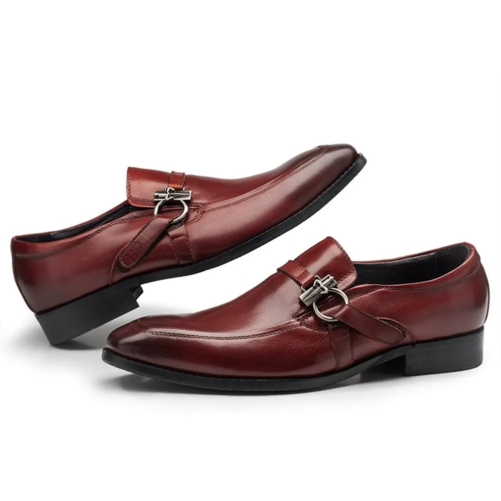 Men Burnished Toe Monk Strap Formal Shoes