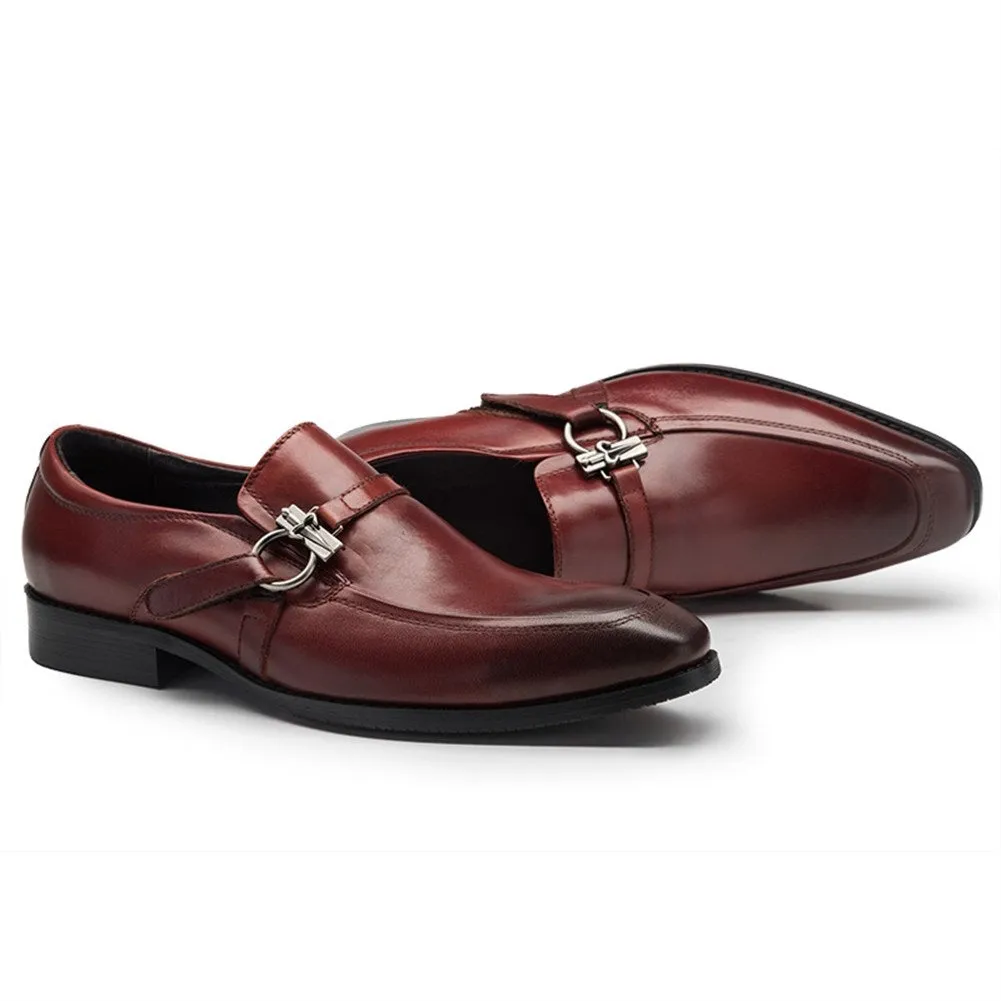 Men Burnished Toe Monk Strap Formal Shoes