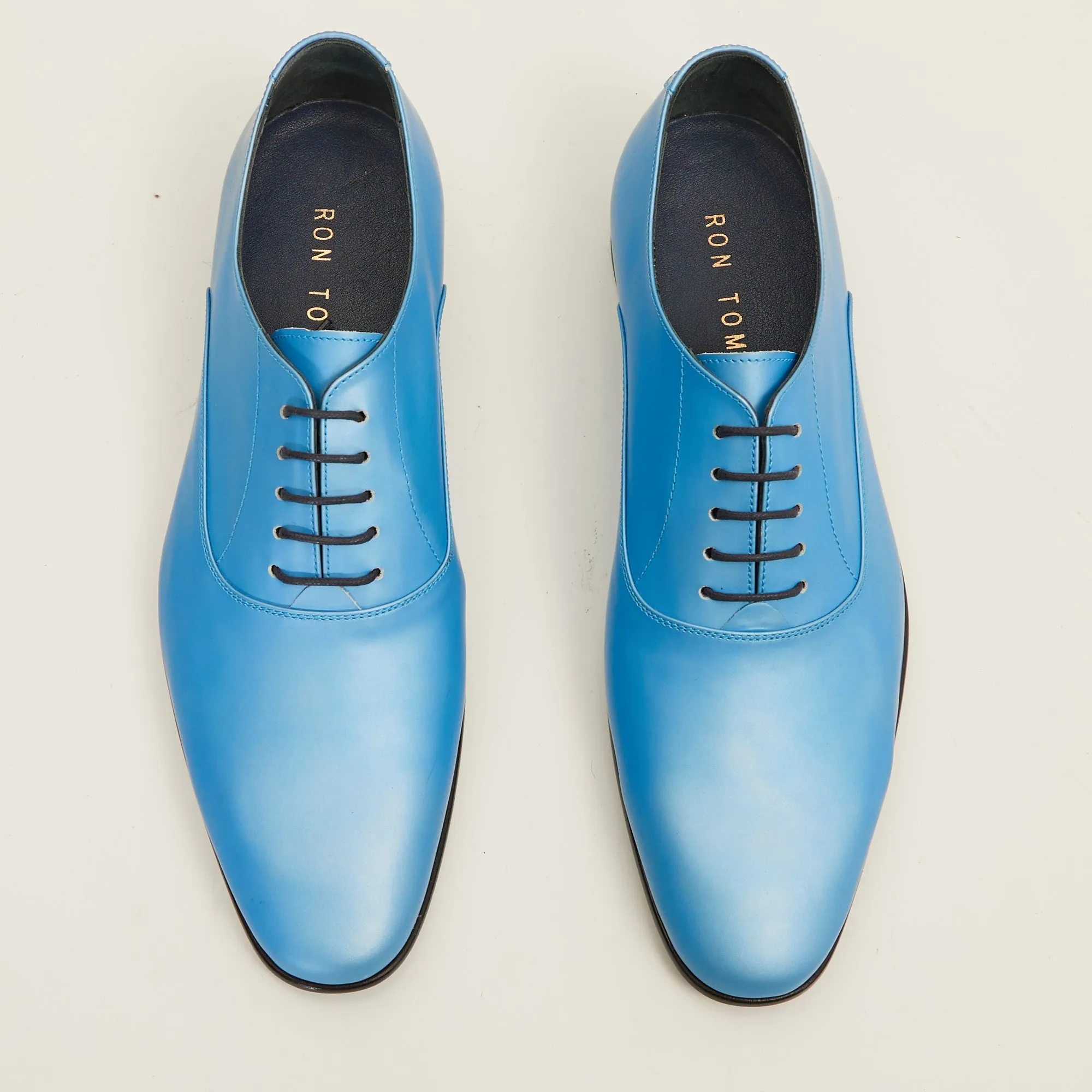 Patent Leather Oxfords - Metallic Sky Blue