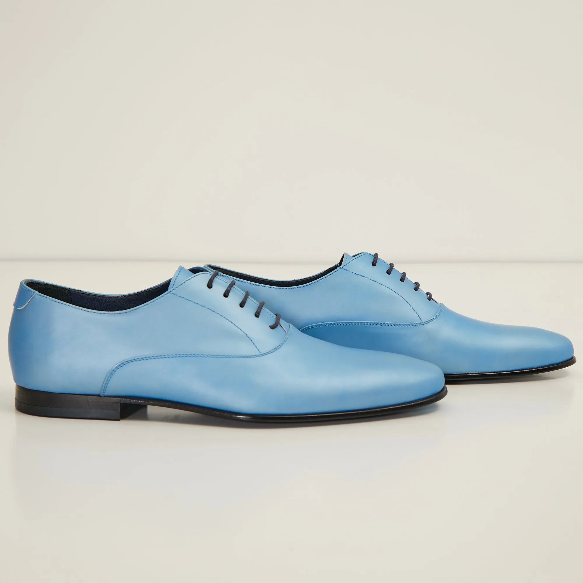 Patent Leather Oxfords - Metallic Sky Blue