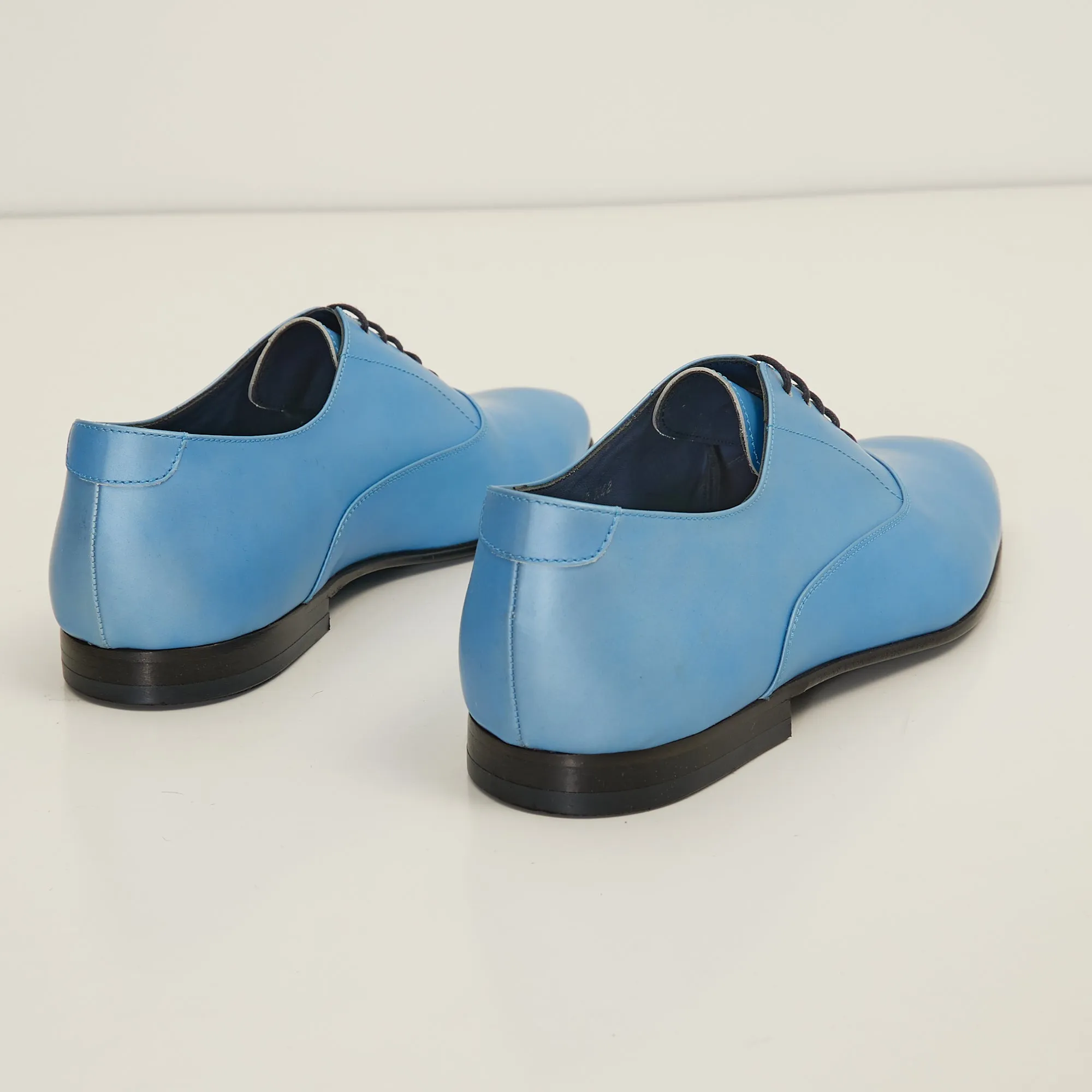 Patent Leather Oxfords - Metallic Sky Blue