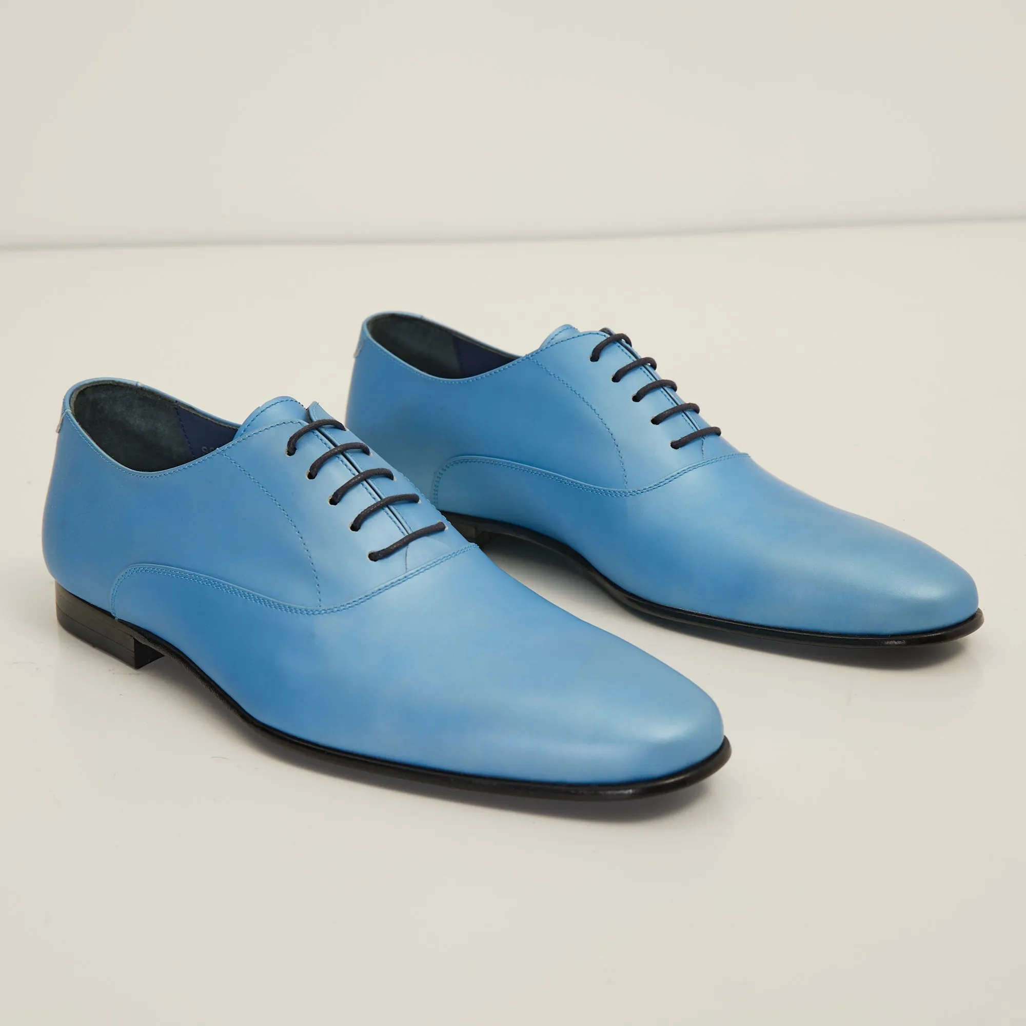 Patent Leather Oxfords - Metallic Sky Blue