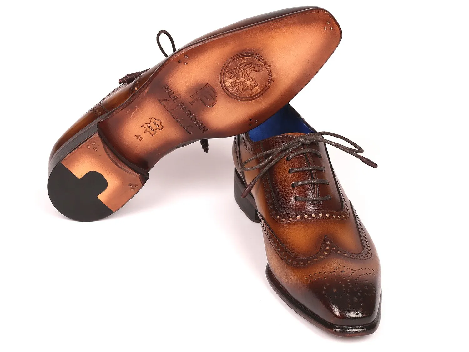 Paul Parkman Handmade Brown Wingtip Oxfords