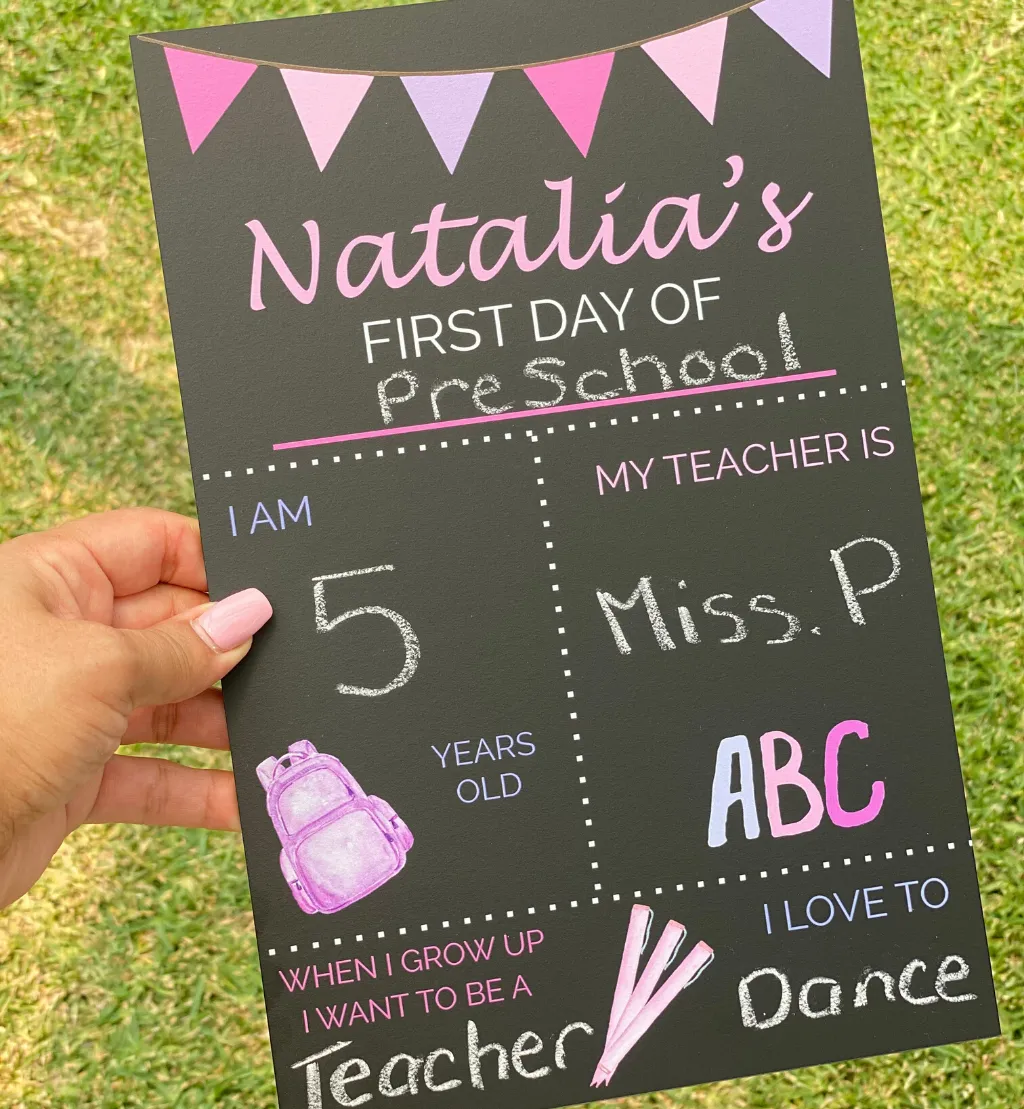 Personalised First Day School Chalkboard