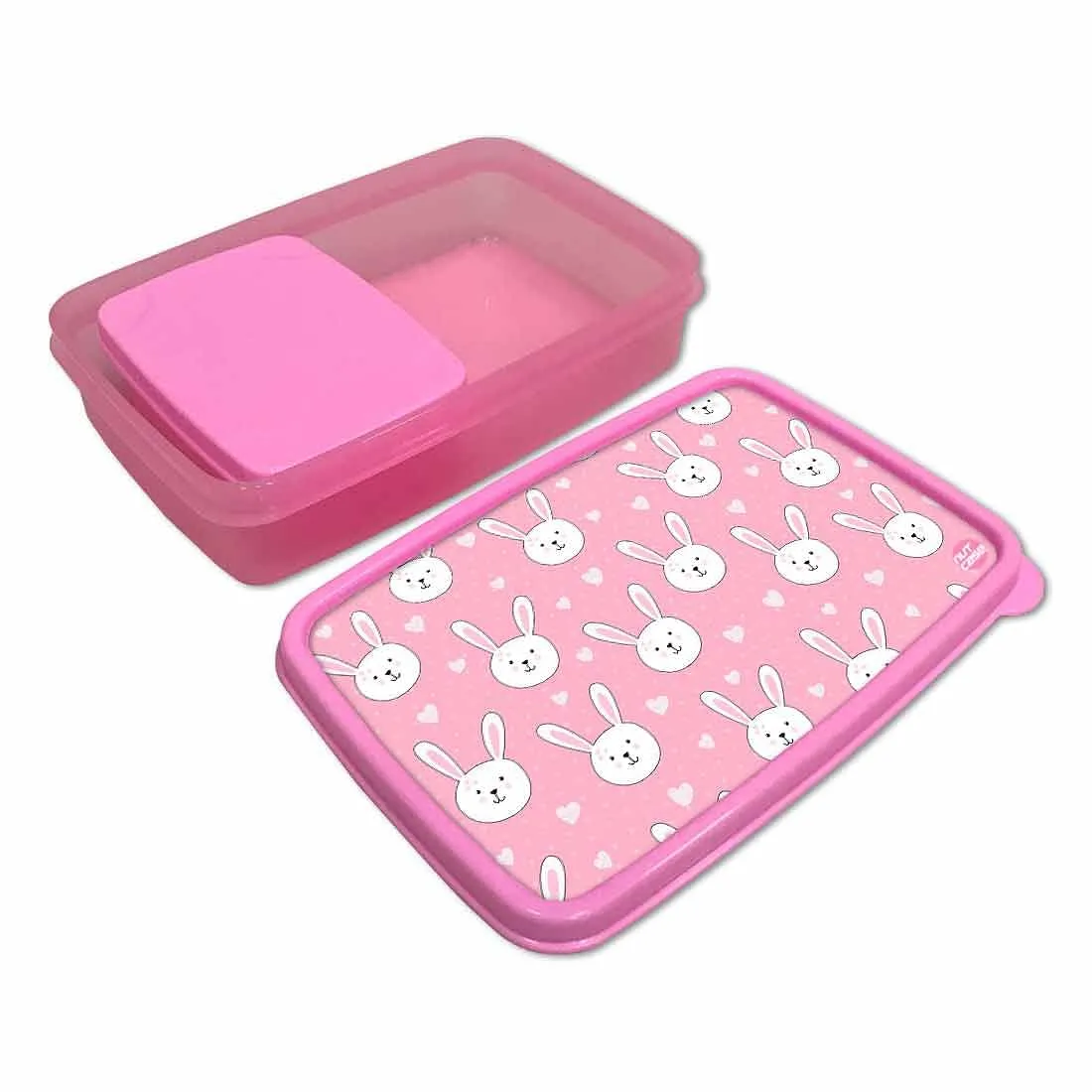 Plastic Designer Childrens Lunch Box for School Girls - Rabbit