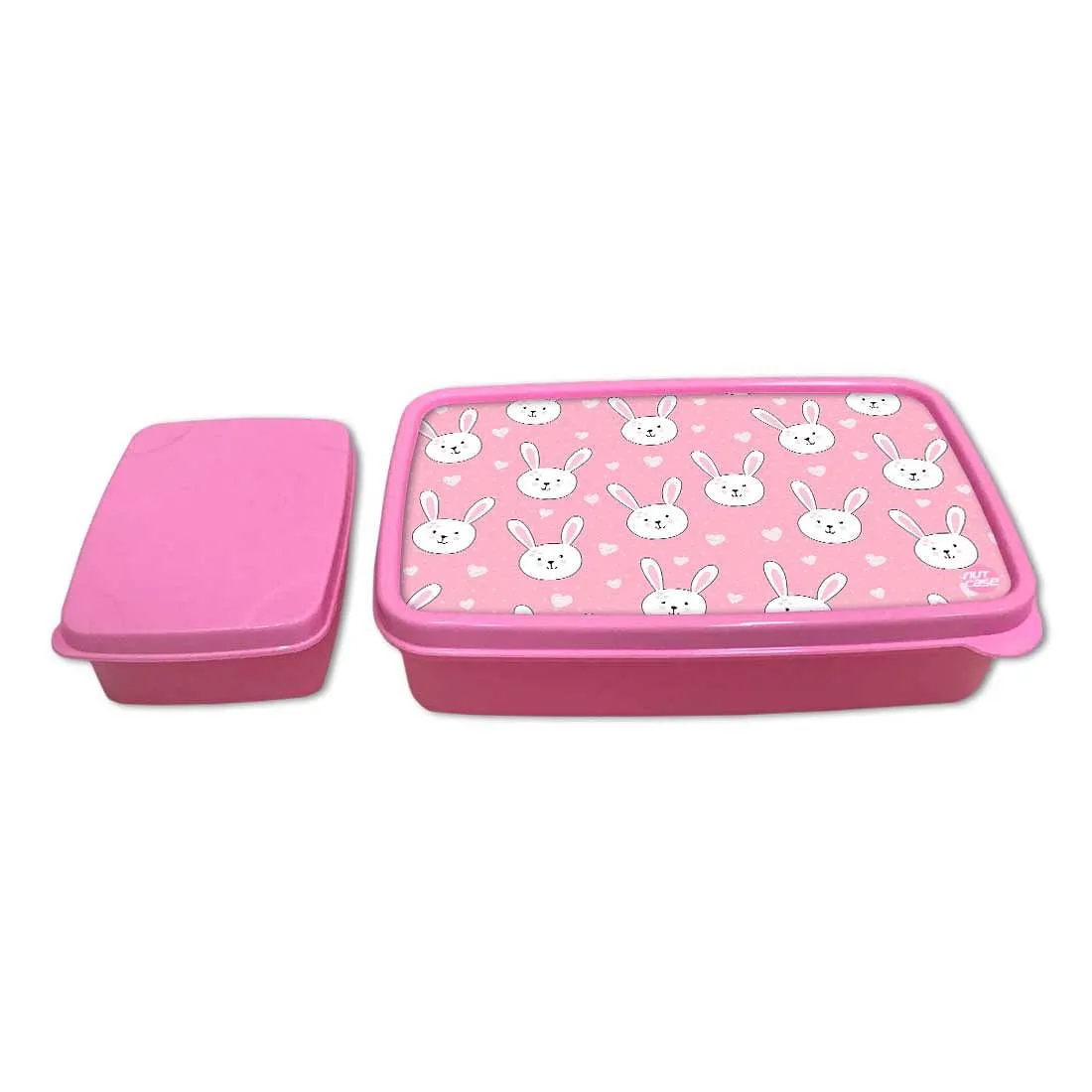 Plastic Designer Childrens Lunch Box for School Girls - Rabbit