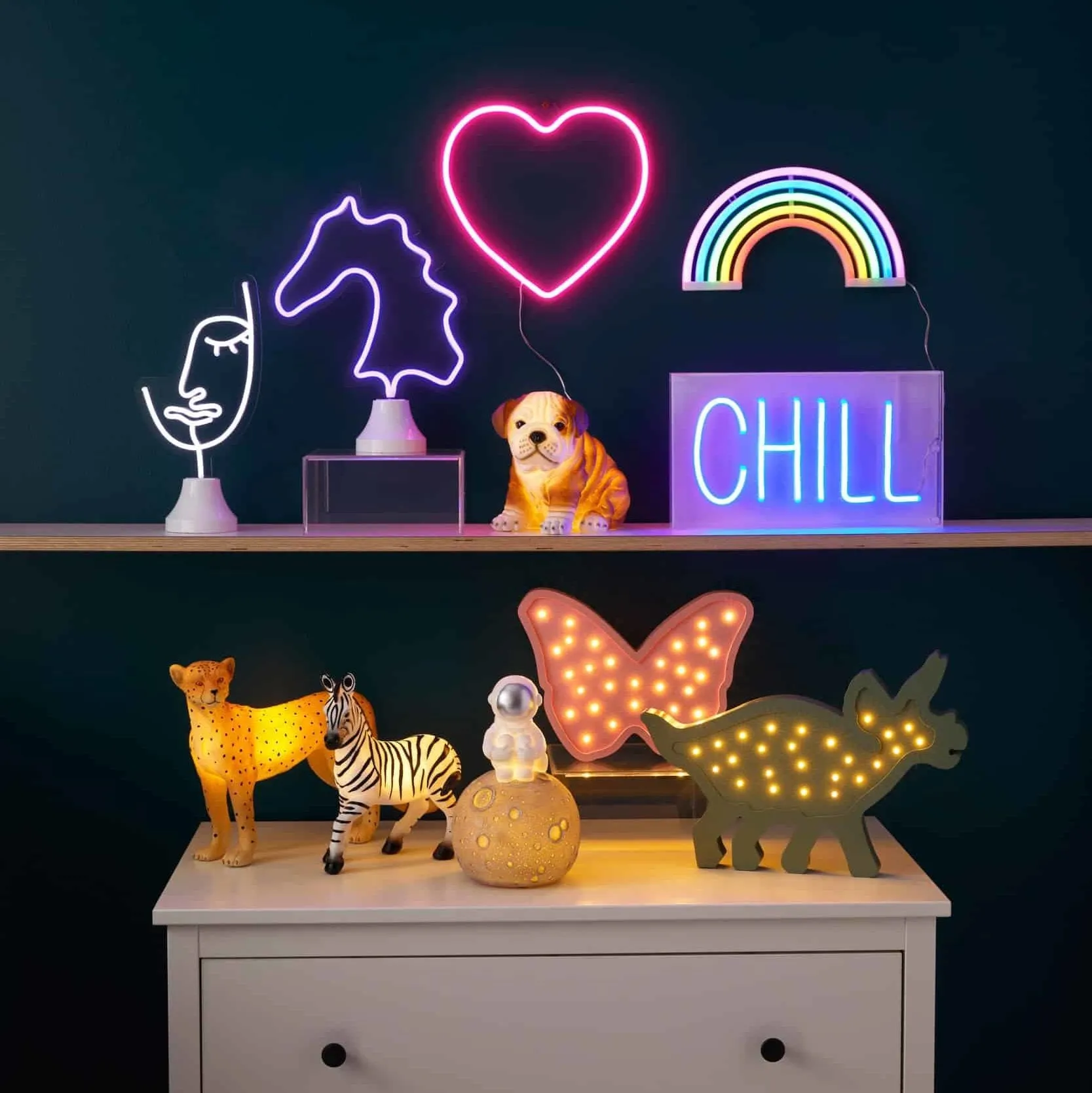 Rainbow LED Neon Hanging Light by Pilbeam Living