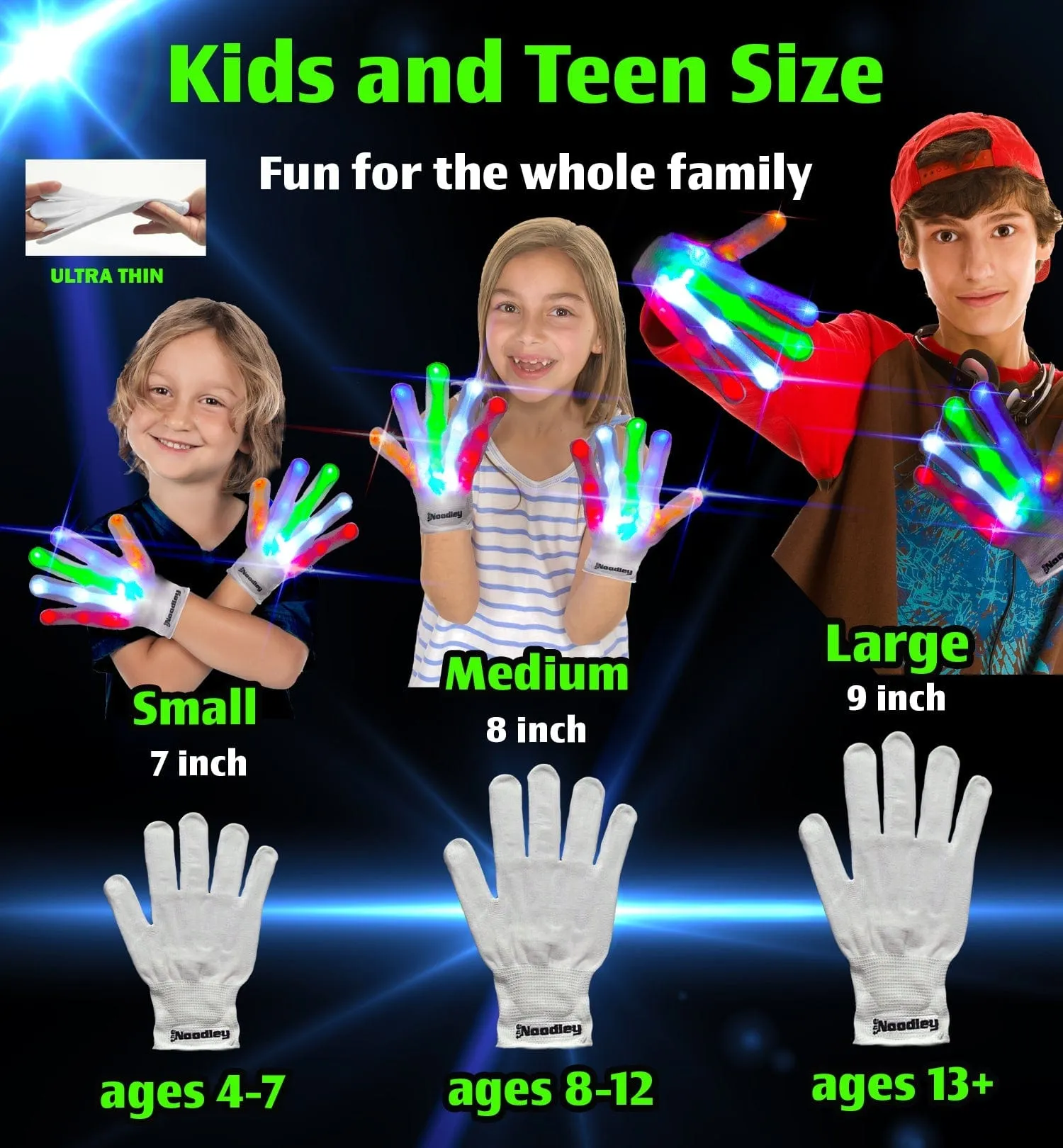 The Noodley Kids' LED Gloves